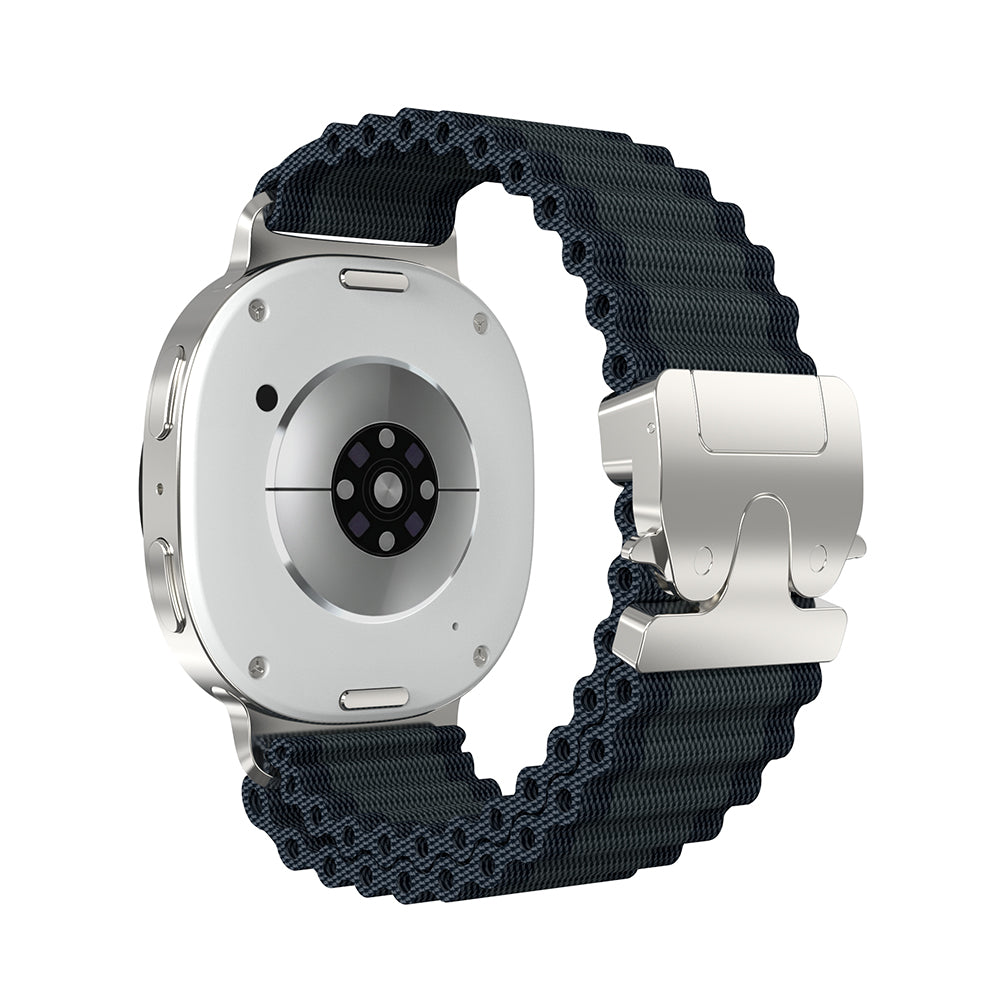 Samsung Galaxy Watch 9 - 40mm outdoor nylon band met P-buckle (zwart met zilver)