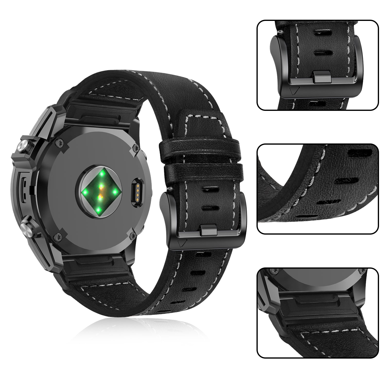 Garmin Tactix 7 Pro premium leren bandje (zwart)