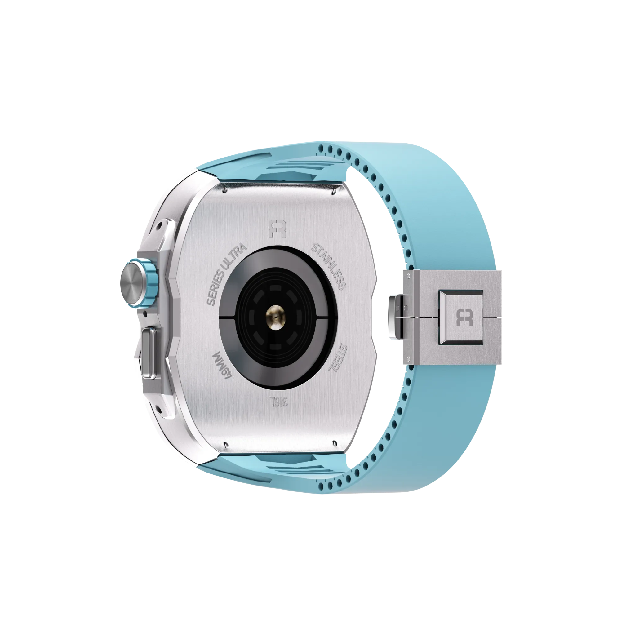 Reqior Apple Watch Ultra case met rubberen band (blauw)