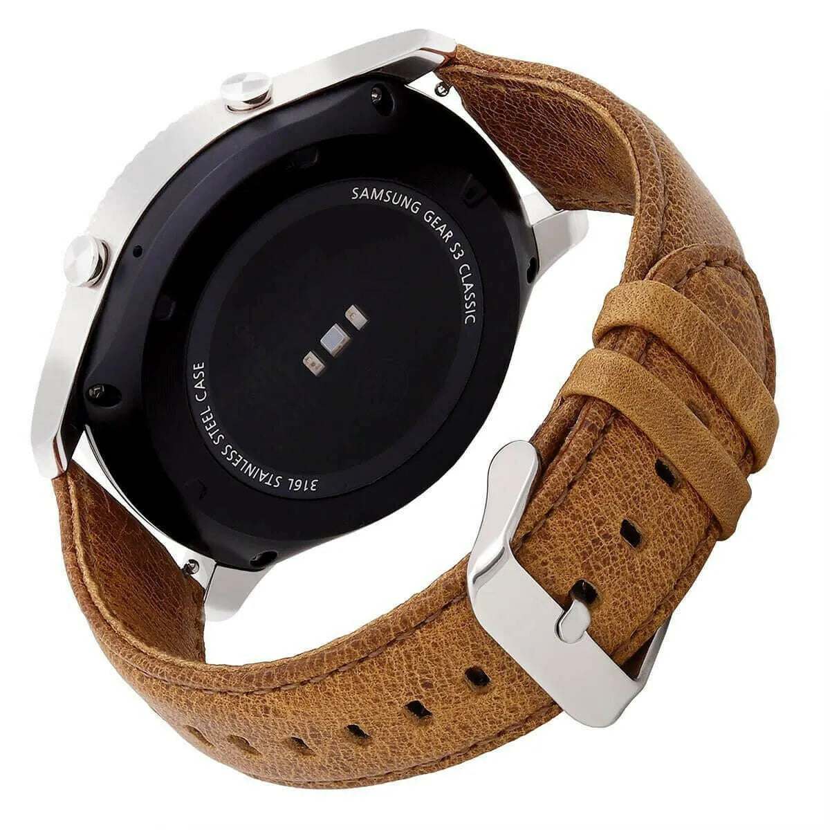 Leather Strap, on a watch, 3/4 rear view