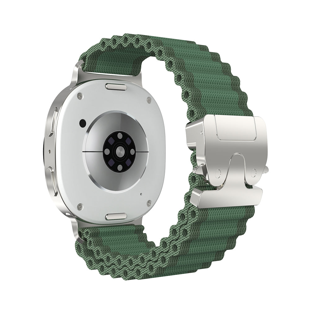 Samsung Galaxy Watch 9 - 40mm outdoor nylon band met P-buckle (groen met zilver)