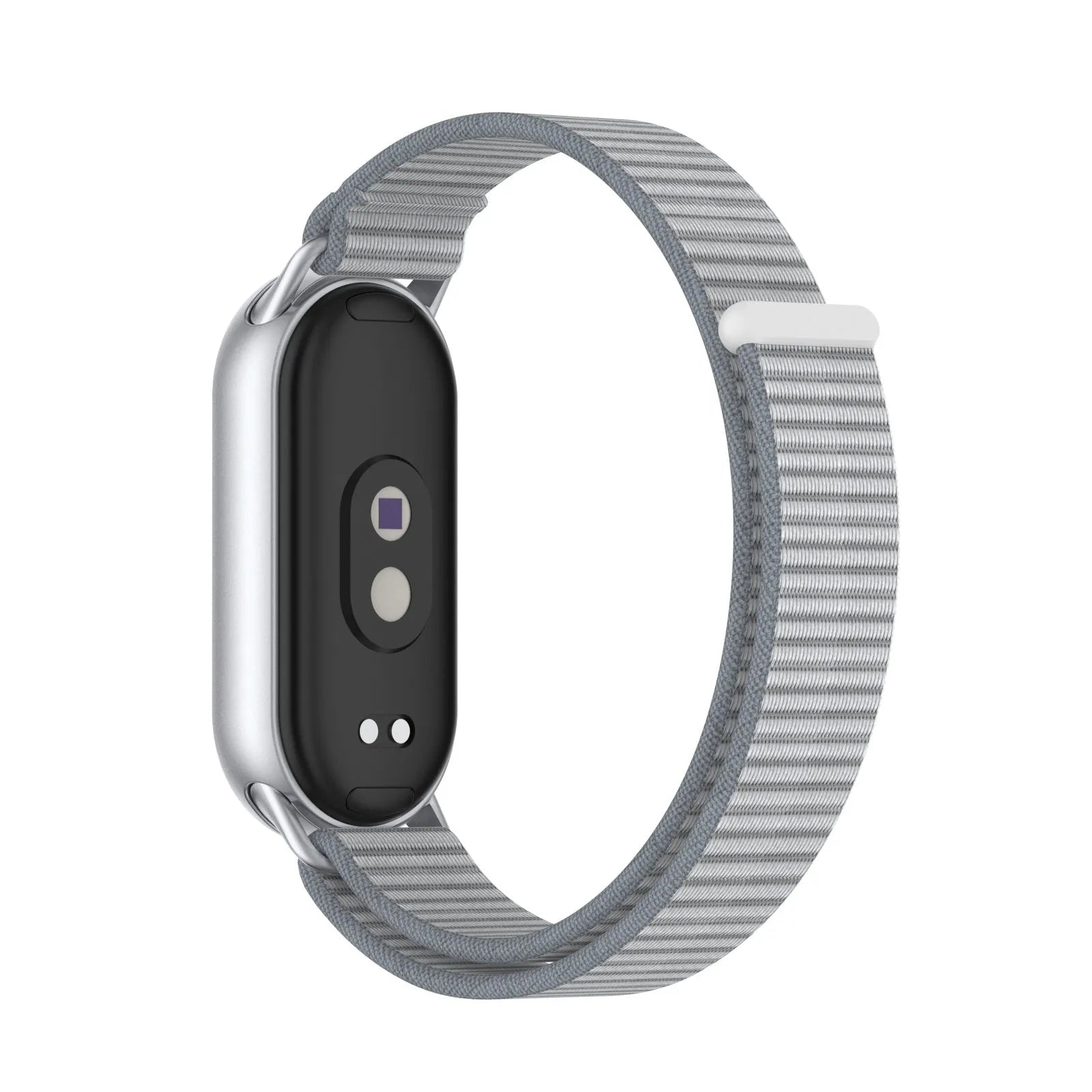 Modern Nylon Strap, grey, on a watch, 3/4 rear view