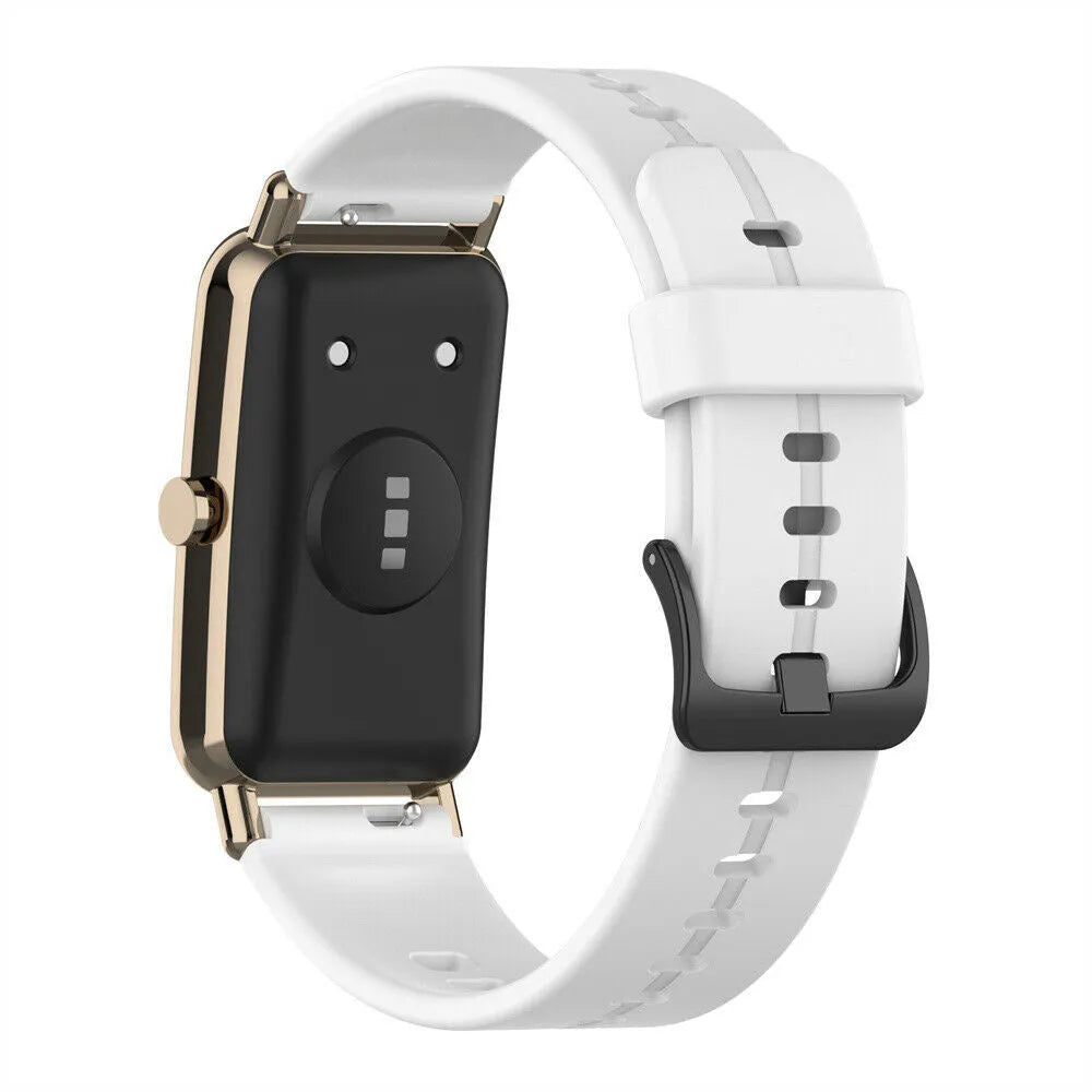 Silicone Strap, white, on a watch, 3/4 rear view