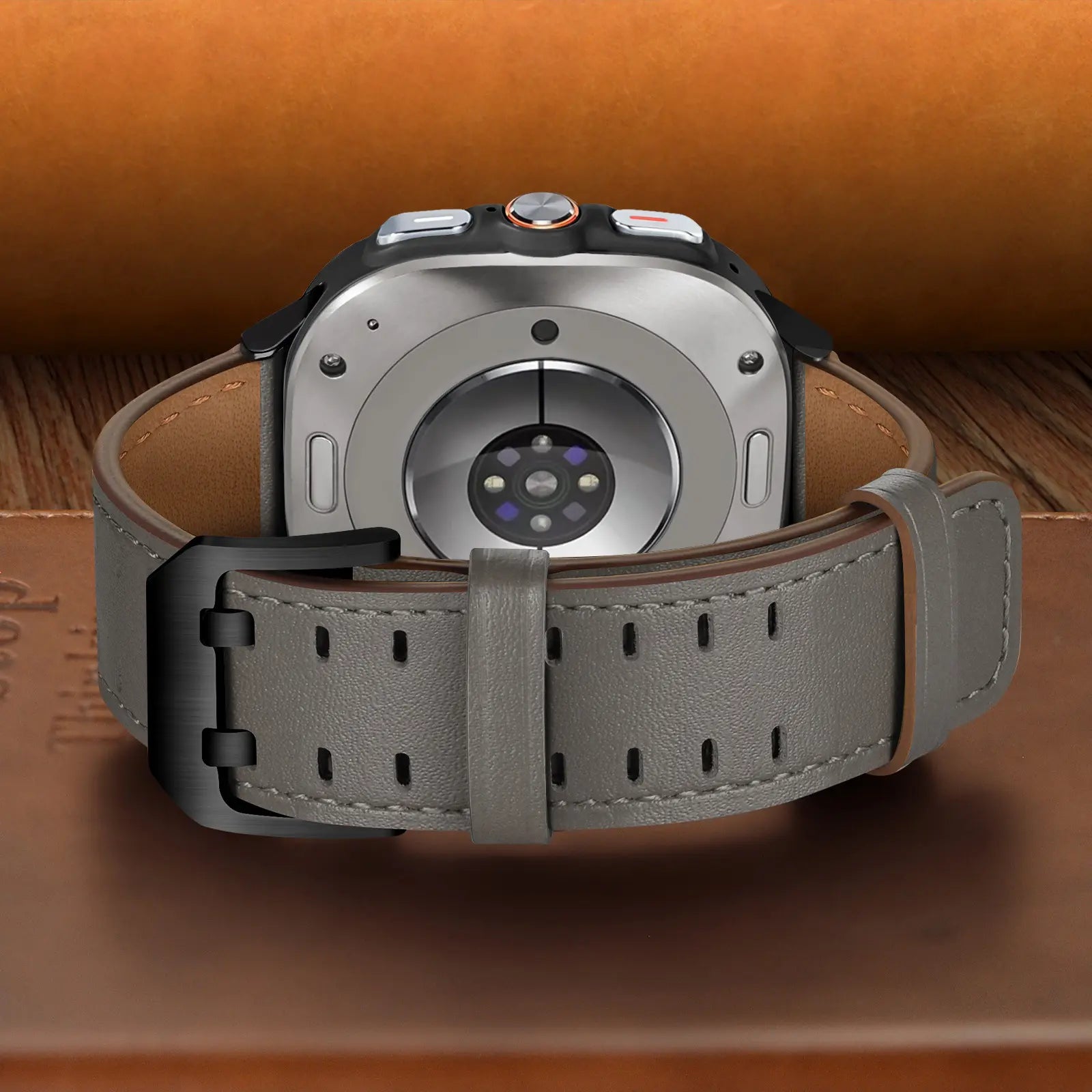 Samsung Galaxy Watch Ultra double pin leren band (grijs)