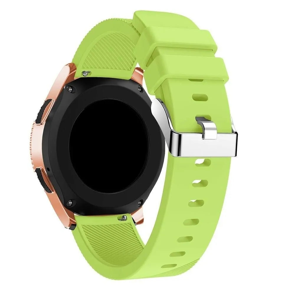 Twill Silicone Strap, light green, on a watch, 3/4 rear view