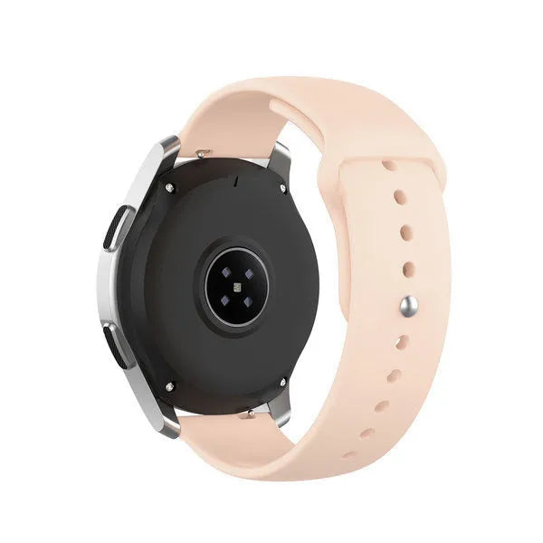 Silicone Sport Strap, antique pink, on a watch, 3/4 rear view