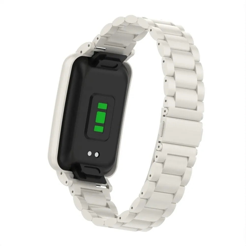 Steel Strap, white, on a watch, 3/4 rear view