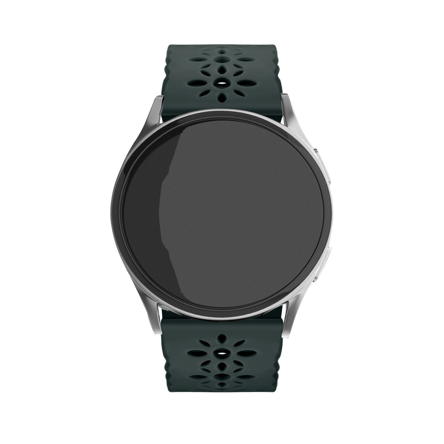 Patterned Silicone Strap, on a watch, direct front view