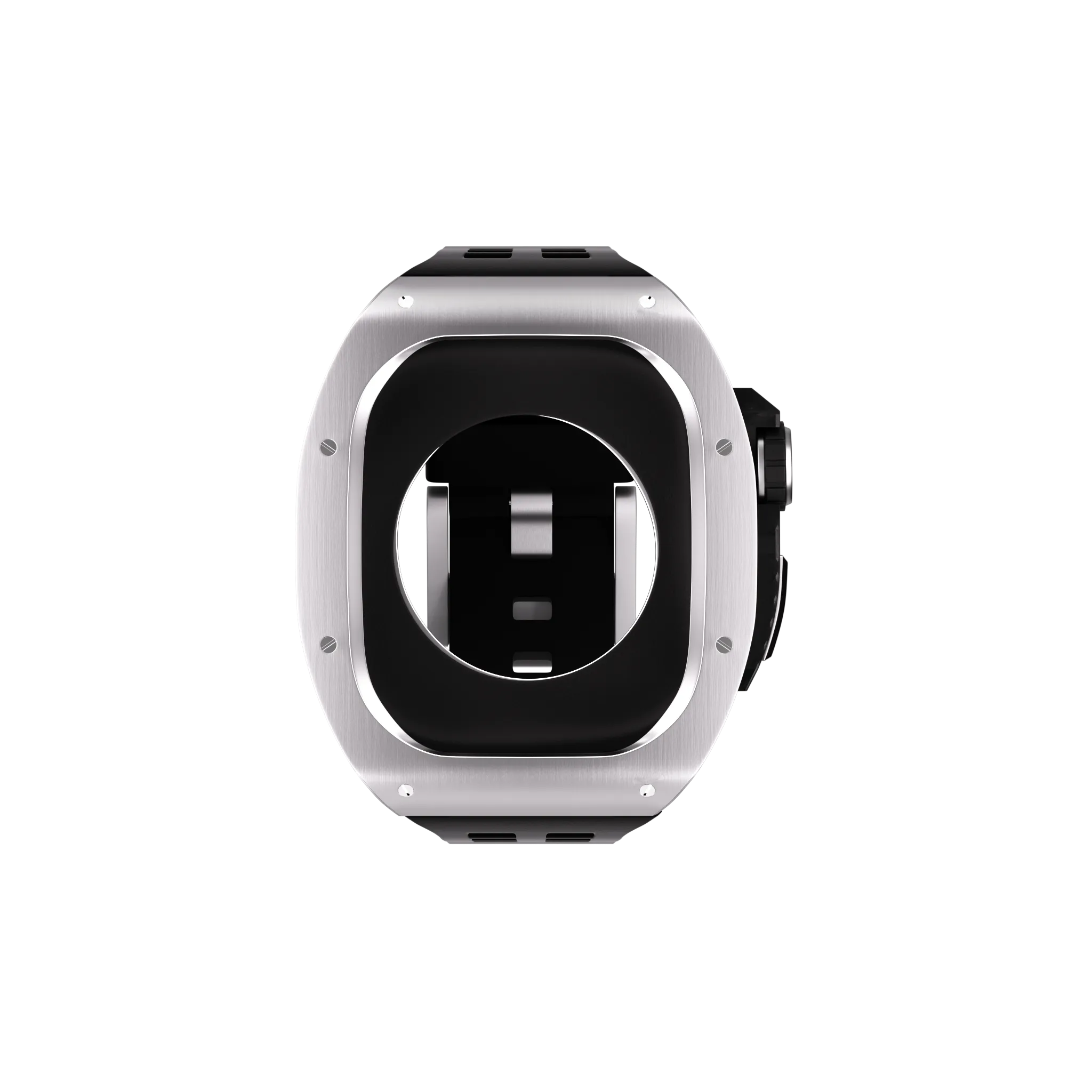 Reqior Apple Watch 45mm polymer en metalen case met rubberen band (zilver)