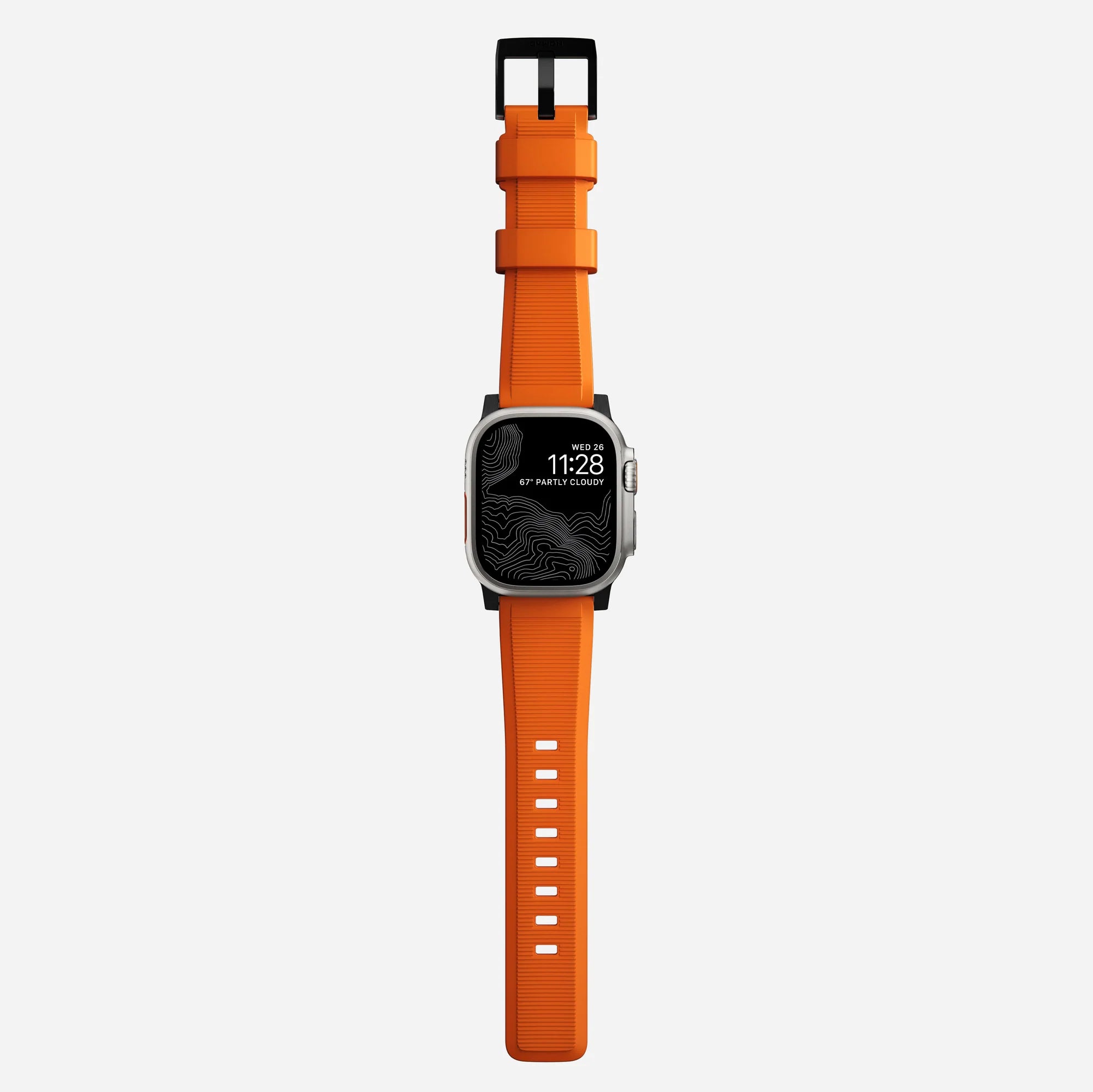 Nomad Rugged Apple Watch siliconen bandje (zwart/ultra orange)
