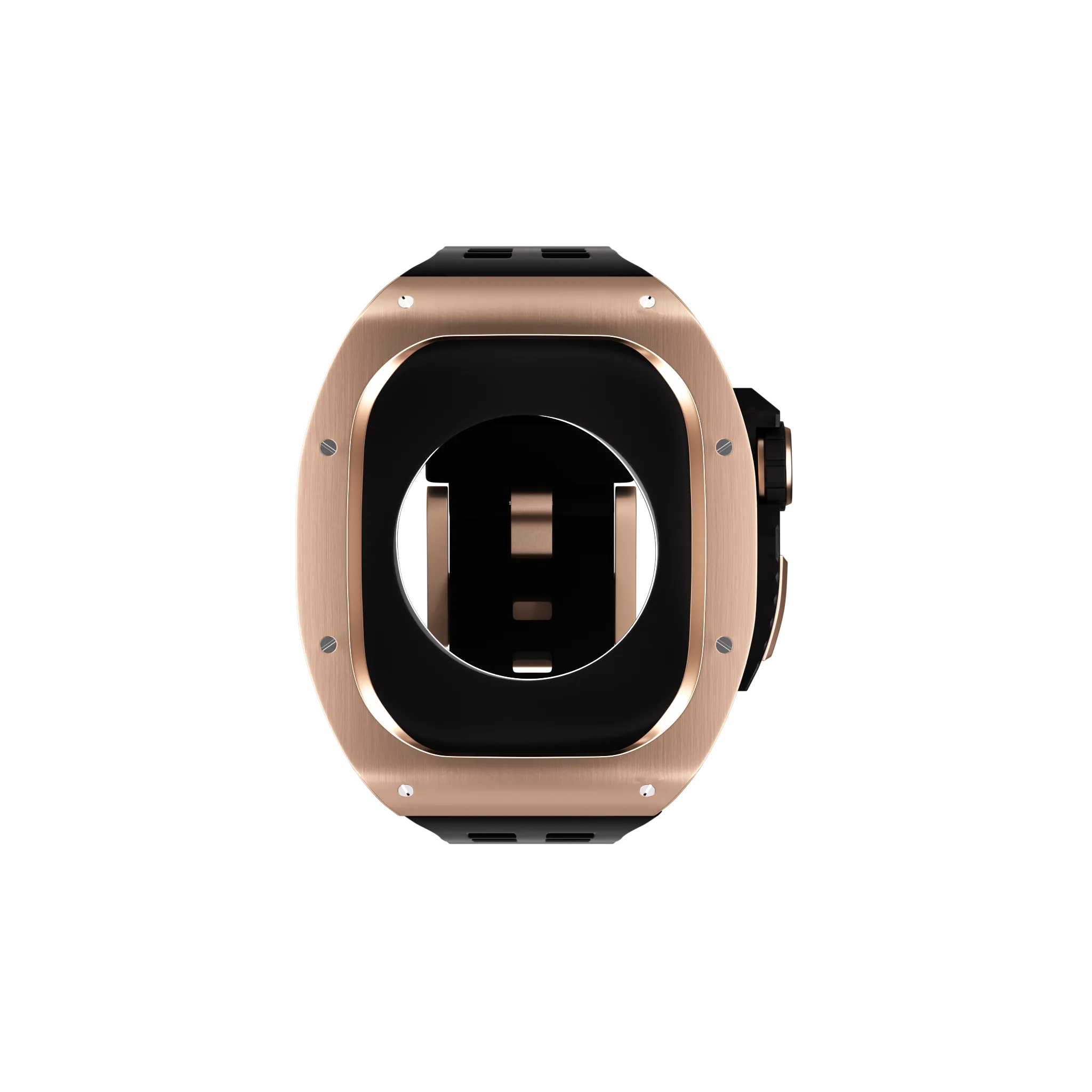 Reqior Apple Watch 45mm polymer en metalen case met rubberen band (roségoud)