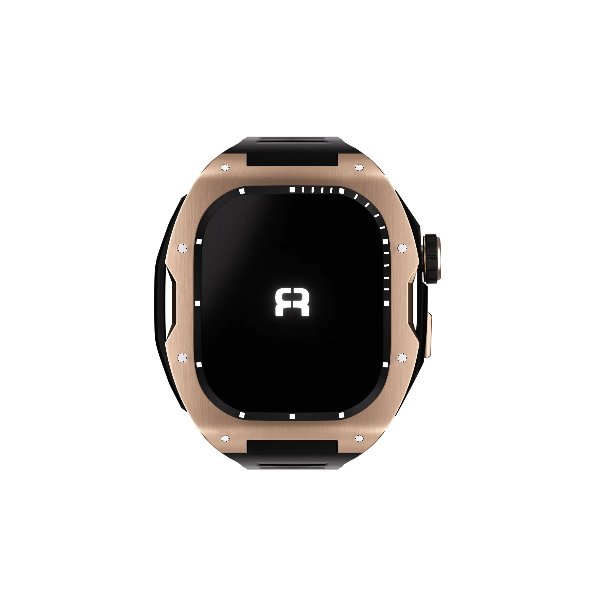 Reqior Apple Watch 45mm case met rubberen band (roségoud/zwart)