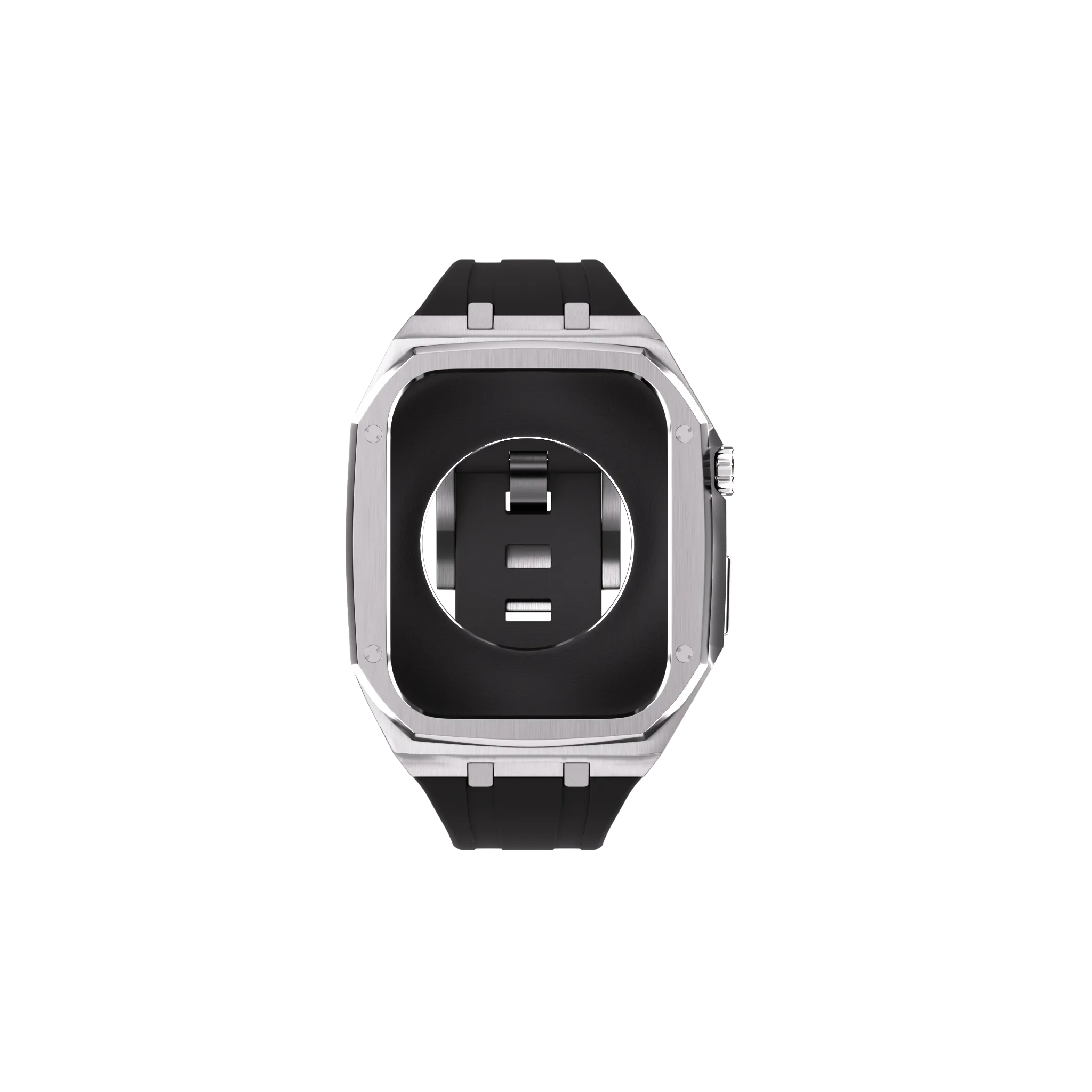 Reqior Apple Watch 45mm metalen case met rubberen band (zilver)