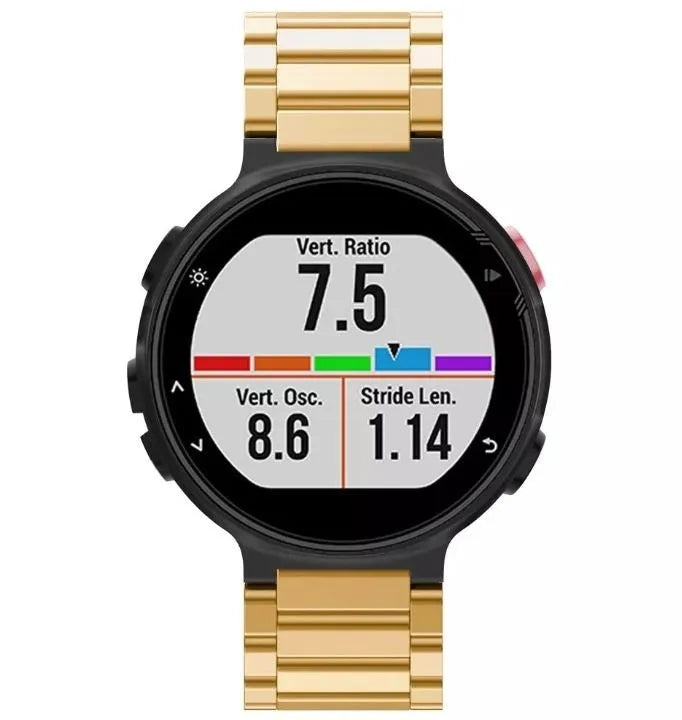 Steel Strap, gold, on a watch, direct front view