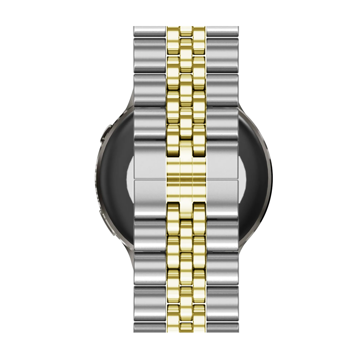 Steel Strap 'Jubilee', silver/gold, on a watch, direct front view