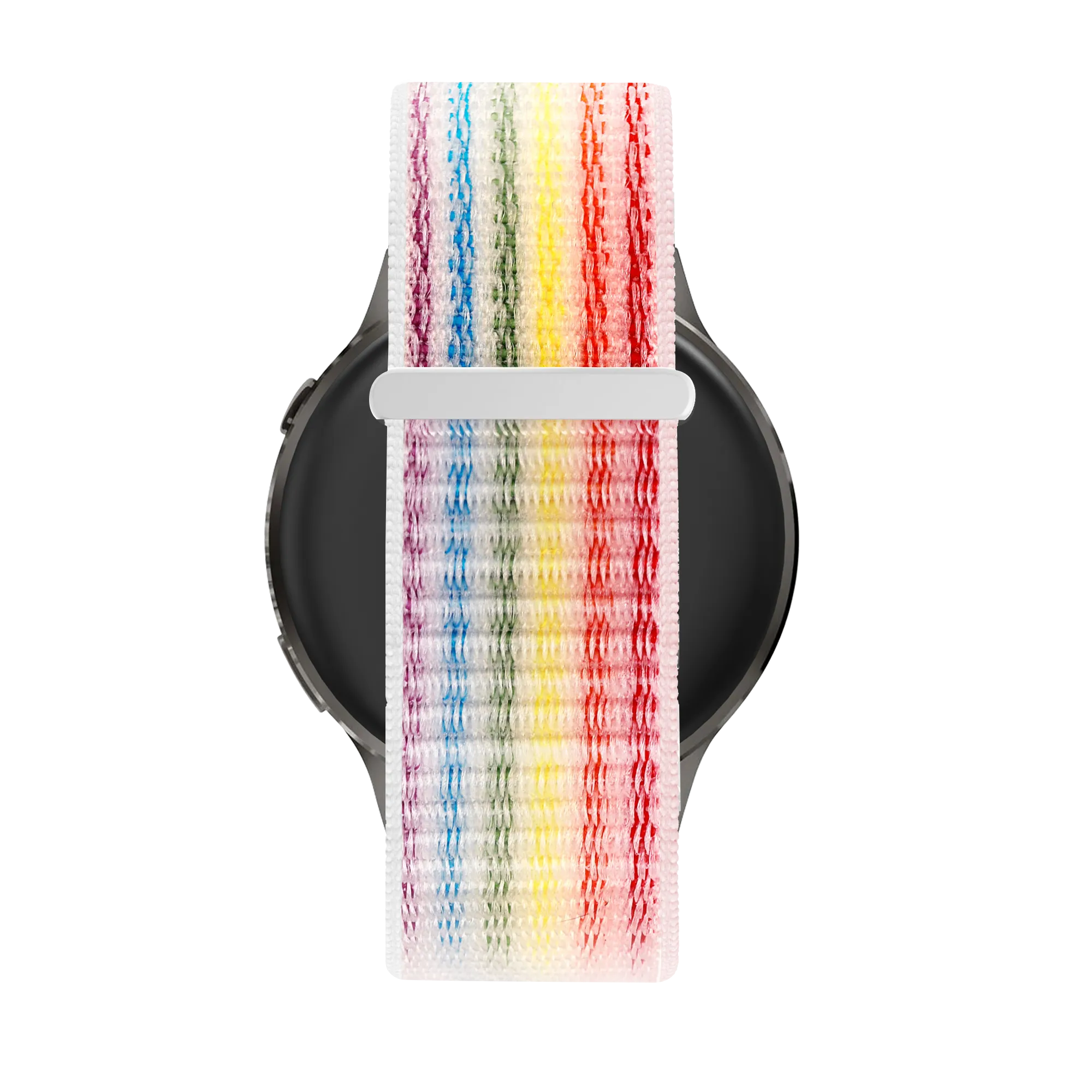 Nylon Loop Strap, multicolour, on a watch, direct front view