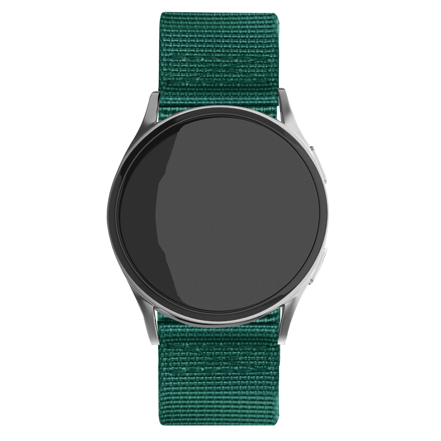 Nylon Buckle Strap, dark green, on a watch, direct front view