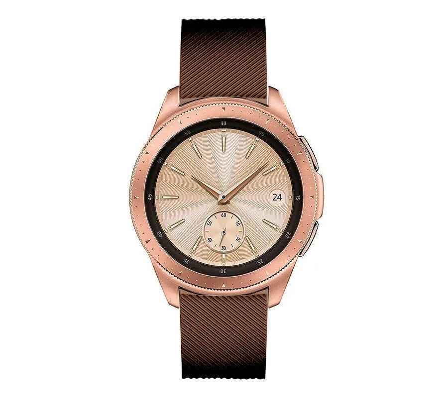 Twill Silicone Strap, brown, on a watch, direct front view