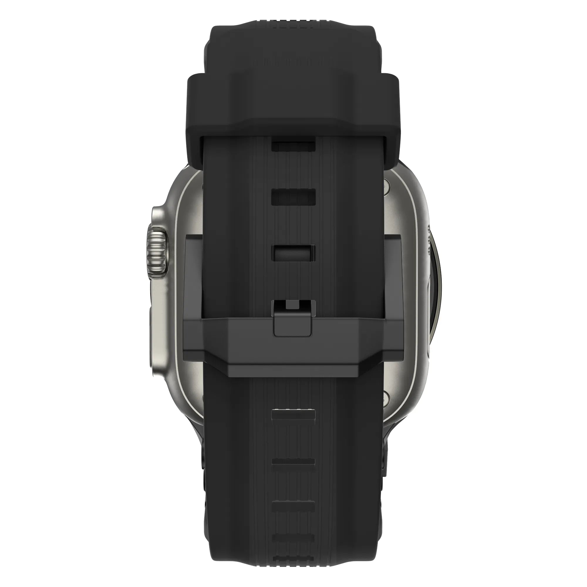 Bandz Apple Watch liquid siliconen band 'Explorer' (zwart met zwart)