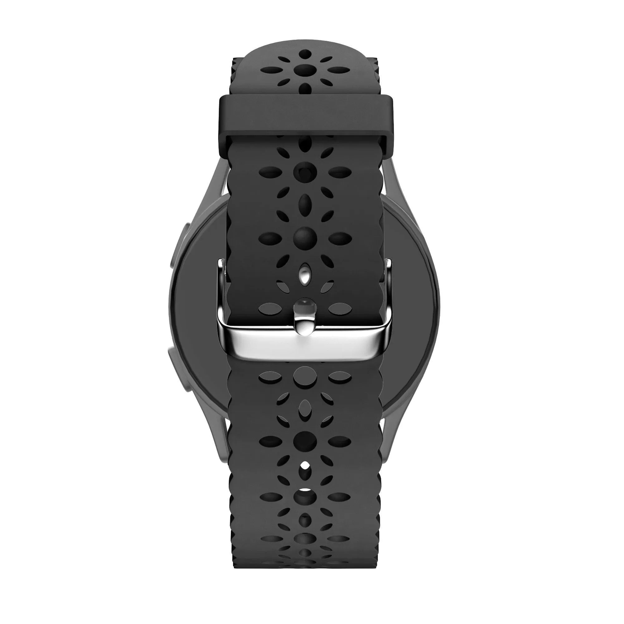 Bandz ICE fit RT 3.0 - 36mm siliconen band met bloemenpatroon (zwart)