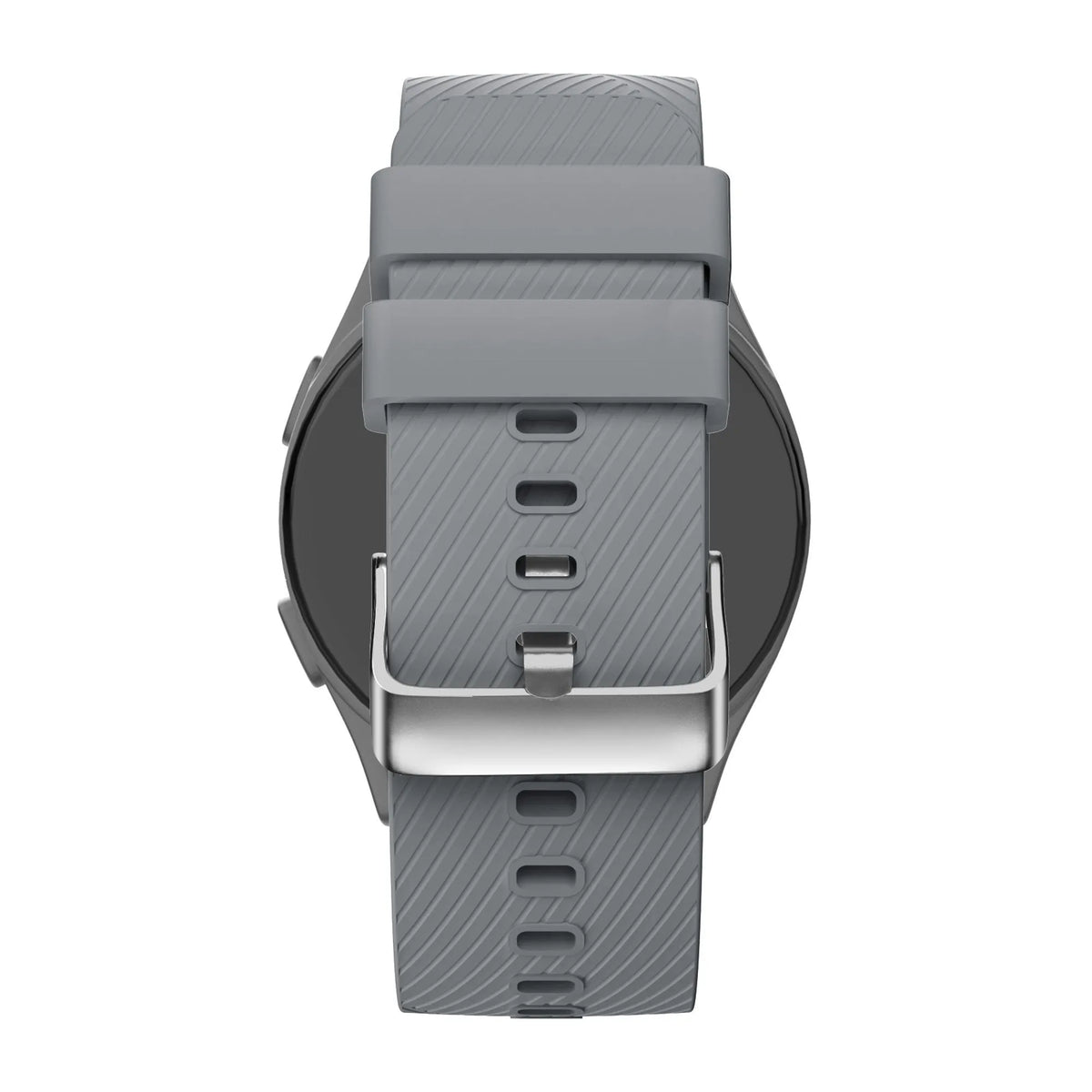 Silicone Strap 'Deluxe', grey, on a watch, direct rear view