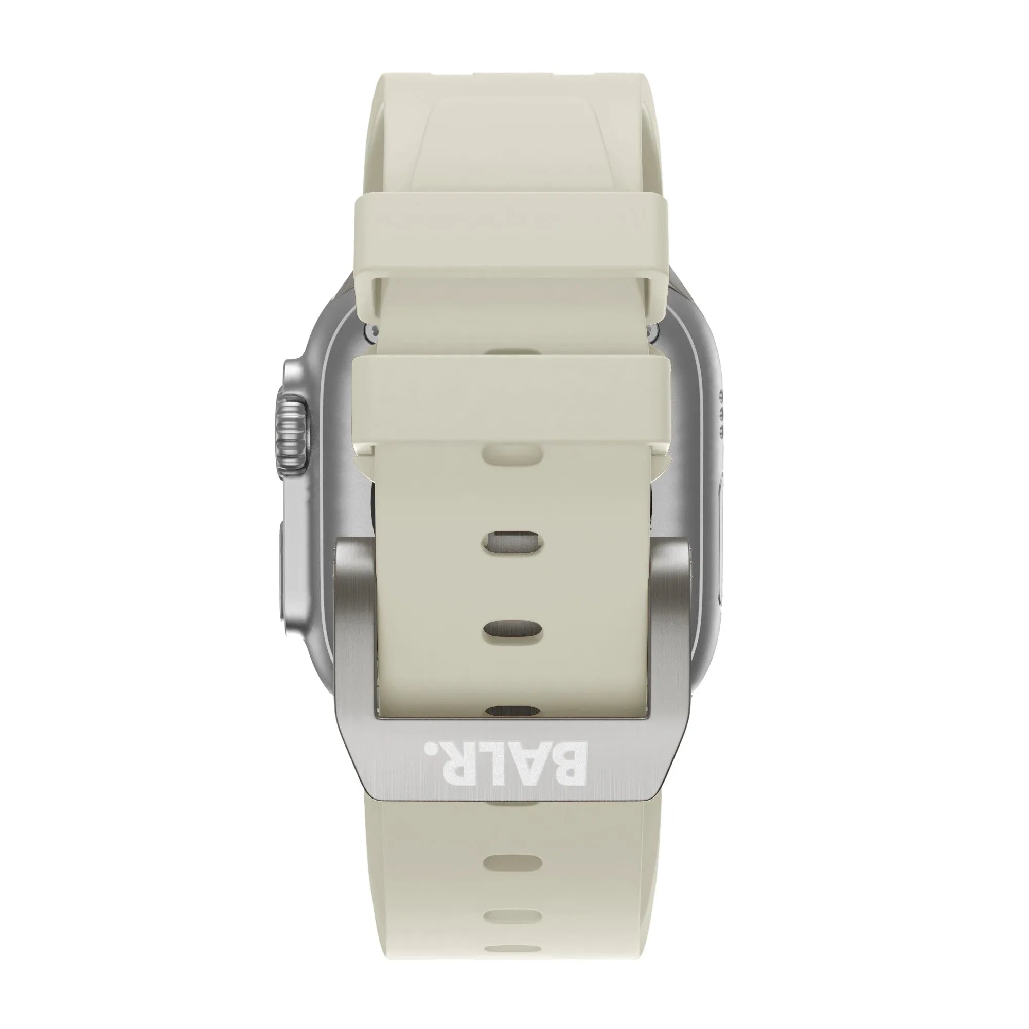 BALR Apple Watch Ultra liquid siliconen band (beige/titanium)
