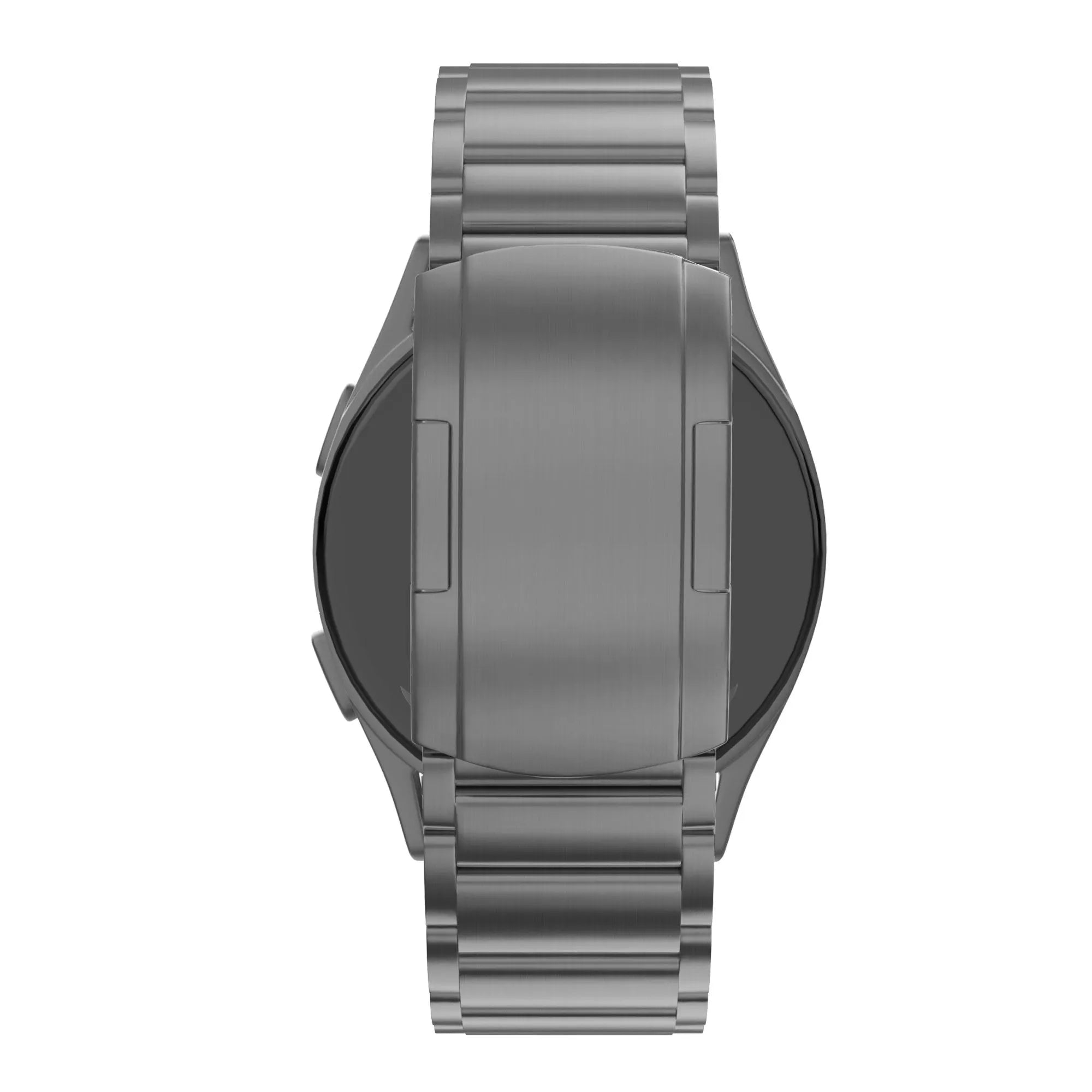 Titanium Link Strap, graphite, on a watch, direct rear view