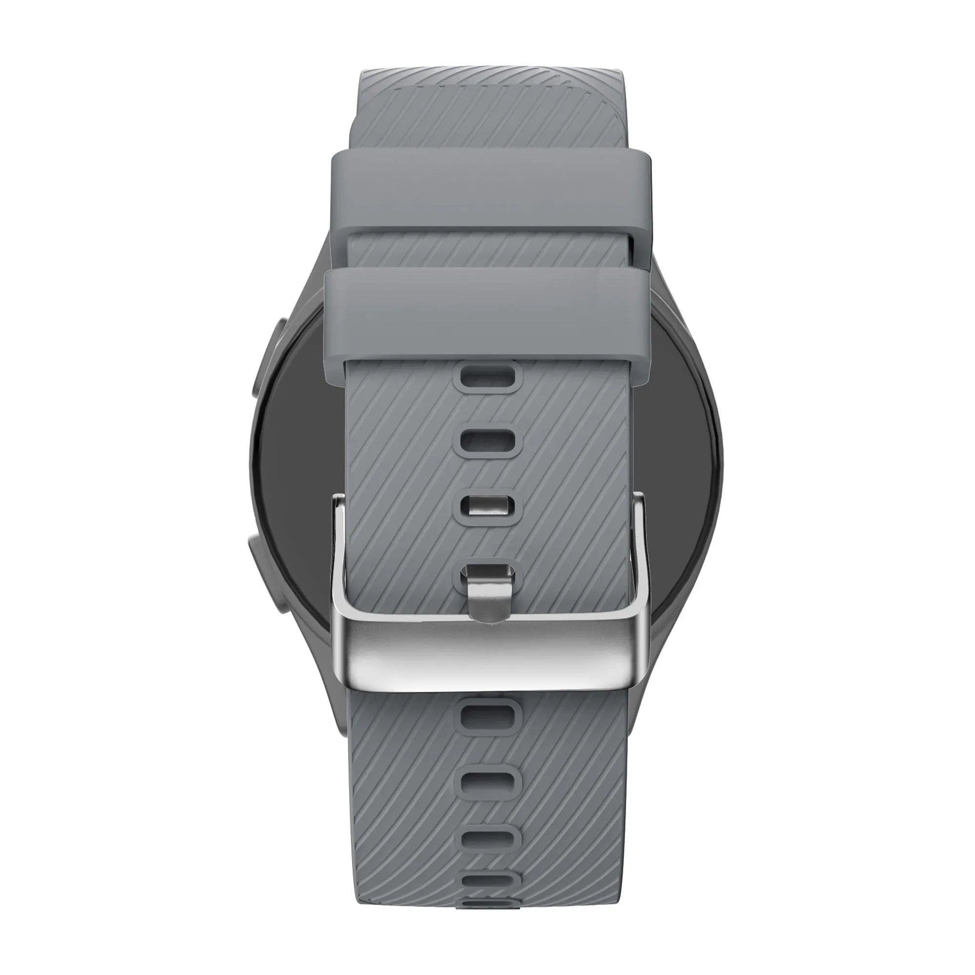 Silicone Strap 'Deluxe', grey, on a watch, direct rear view