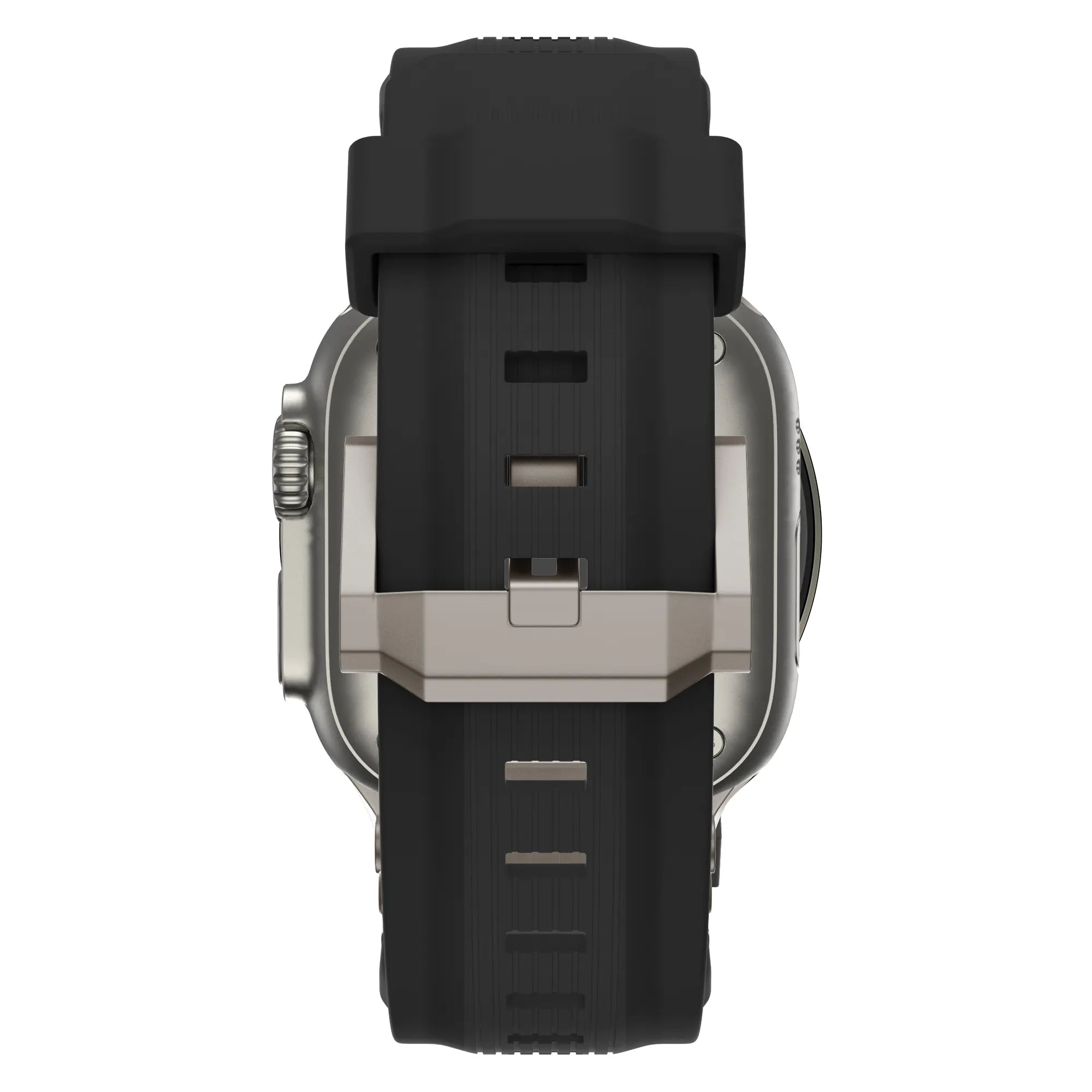 Bandz Apple Watch liquid siliconen band 'Explorer' (zwart met titanium)