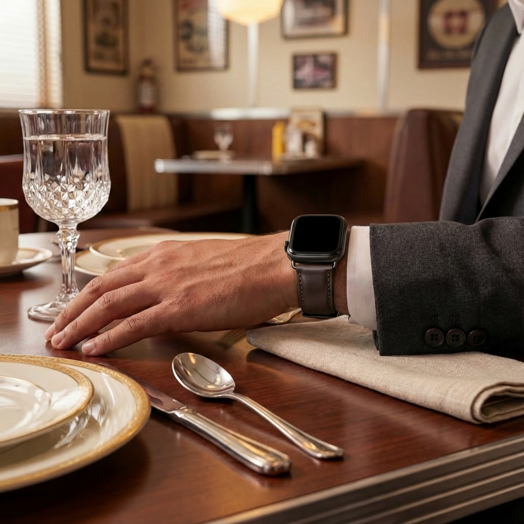 Apple Watch leren band (donkerbruin)