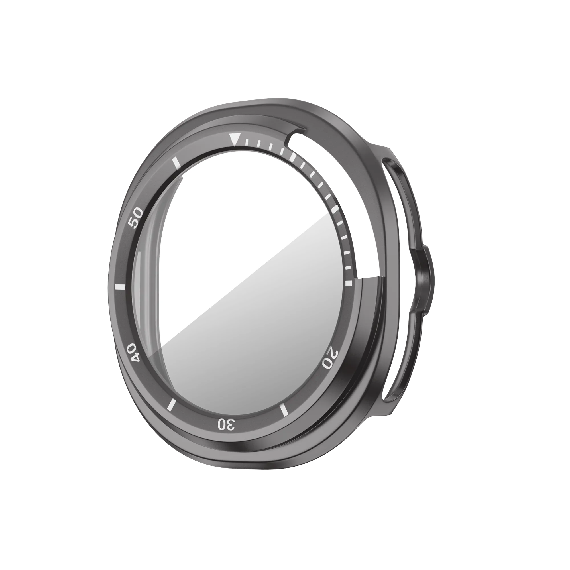 Bandz Samsung Galaxy Watch 8 Classic bezel hoesje met glas (titanium grijs/wit)