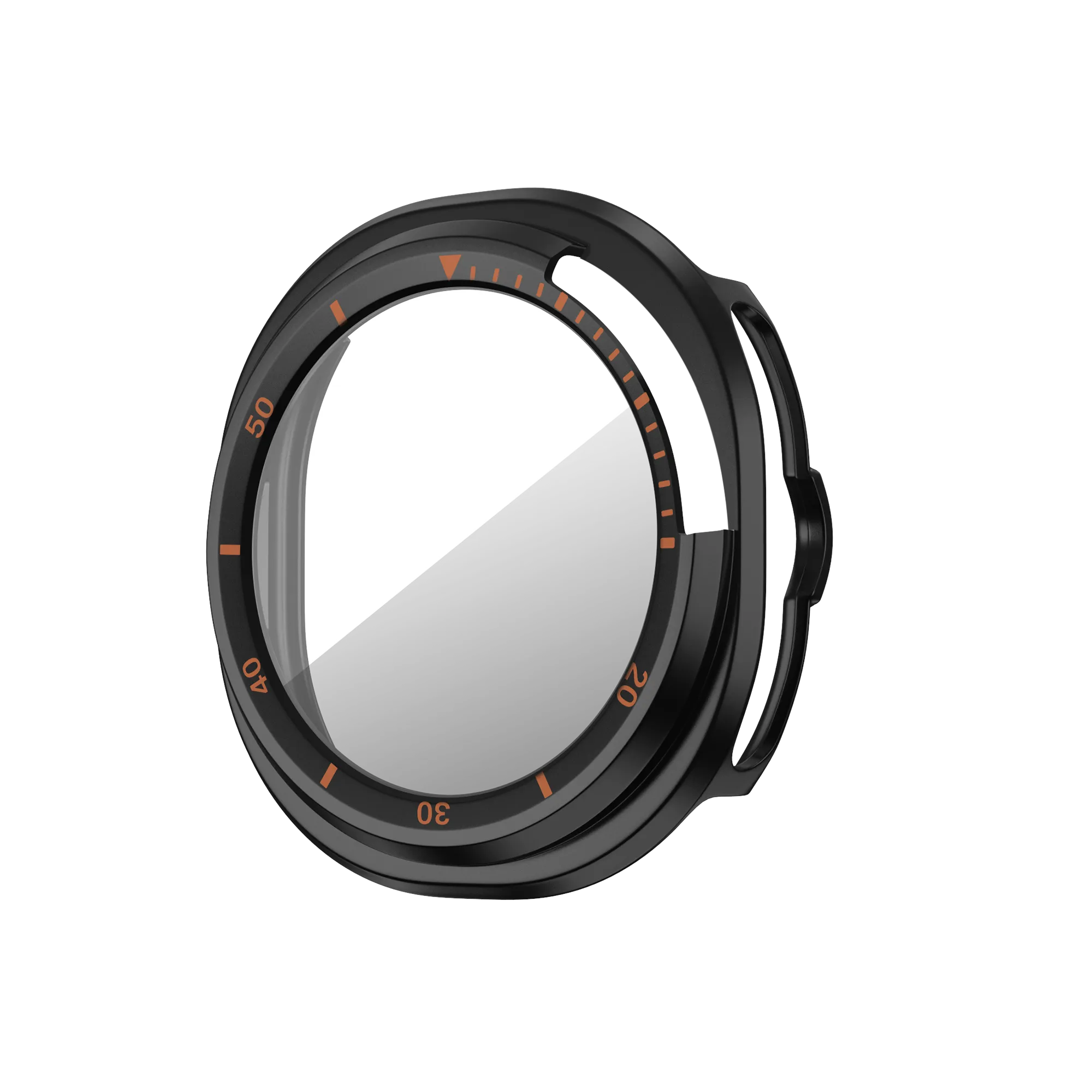 Bandz Samsung Galaxy Watch 8 Classic bezel hoesje met glas (zwart/oranje)