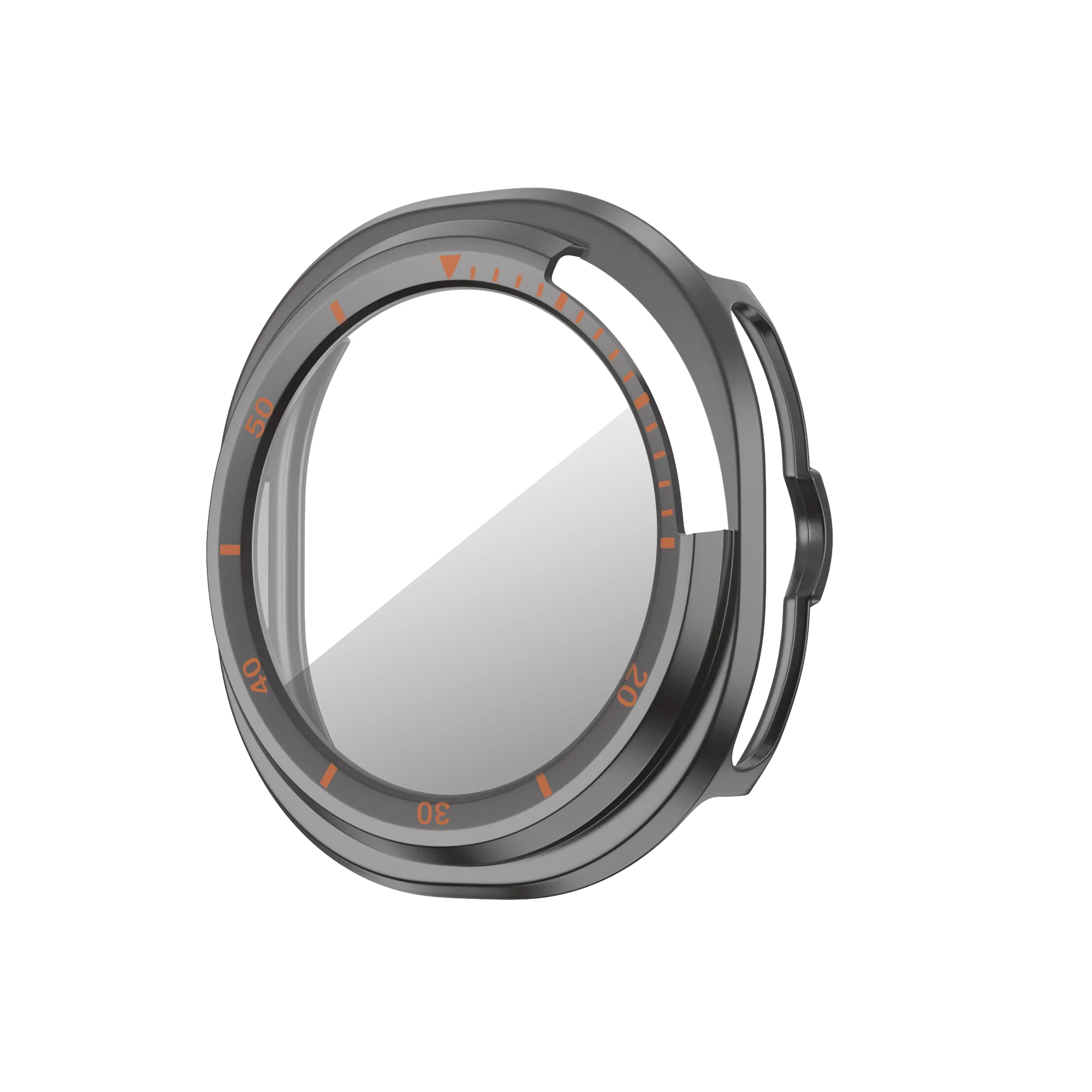 Bandz Samsung Galaxy Watch 8 Classic bezel hoesje met glas (titanium grijs/oranje)