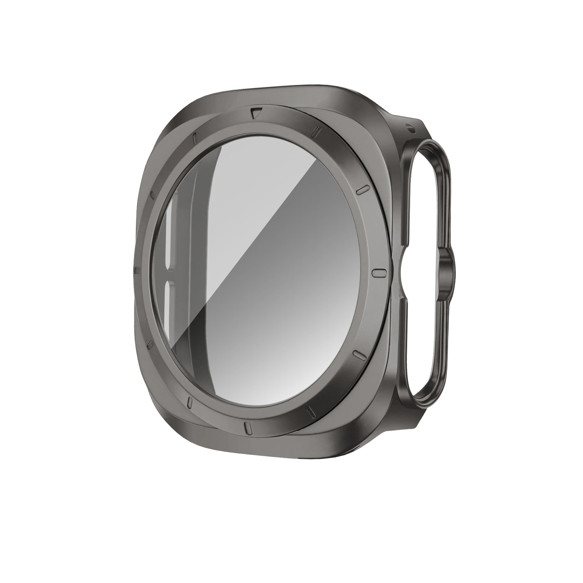 Bandz Samsung Galaxy Watch Ultra PC hoesje met glas (titanium grijs)