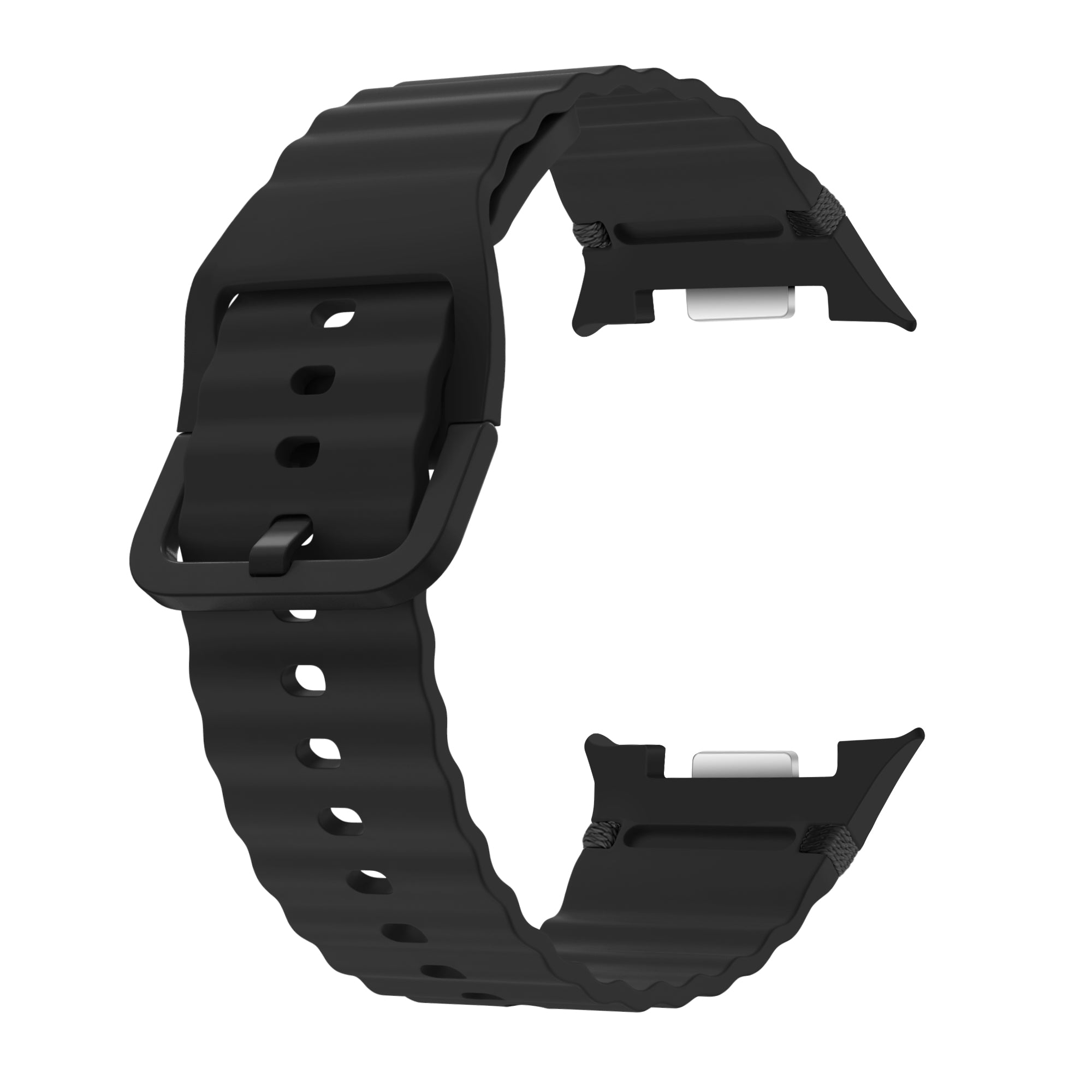 Samsung Galaxy Watch 8 - 44mm wave siliconen bandje (zwart)