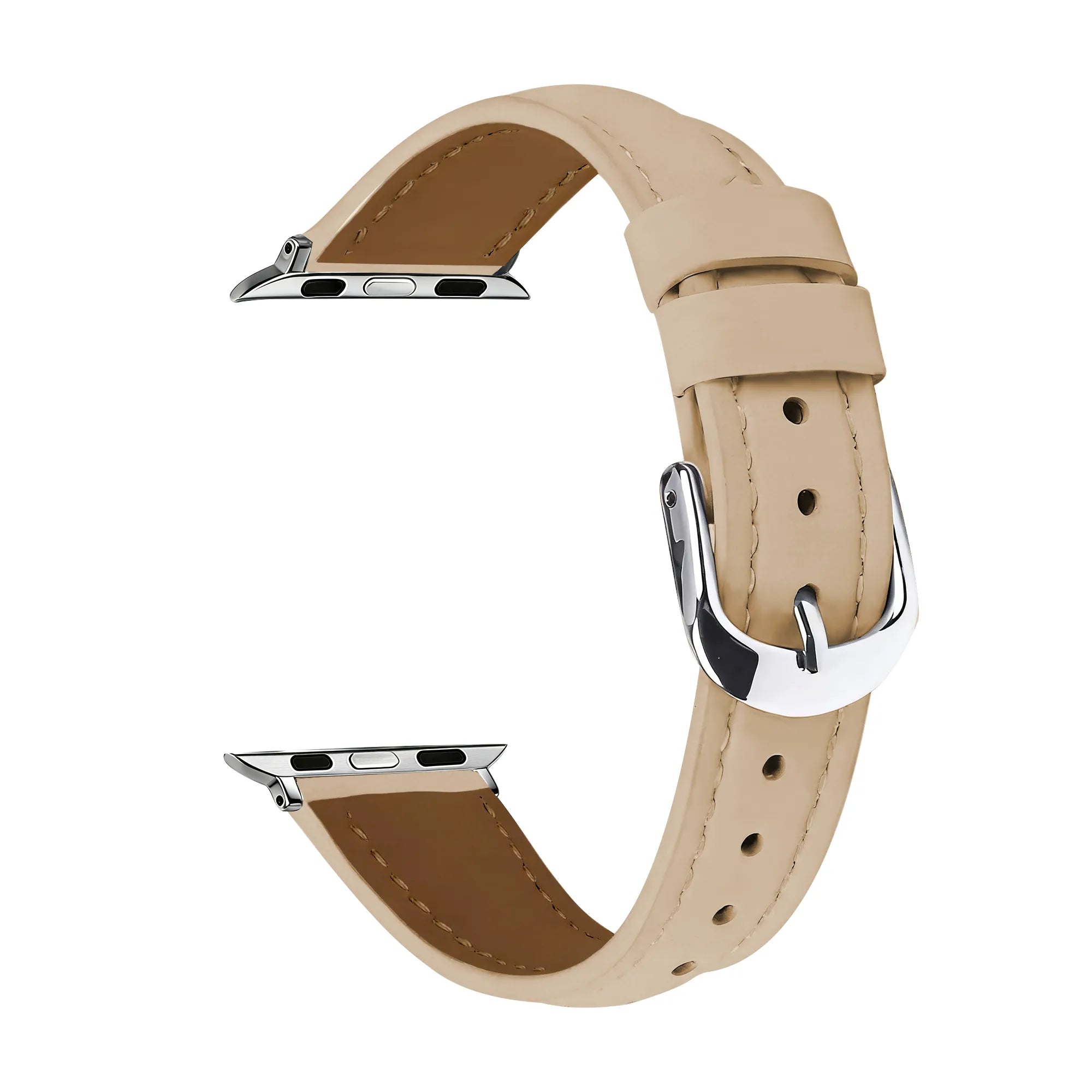 Apple Watch slimfit leren band (milk tea)