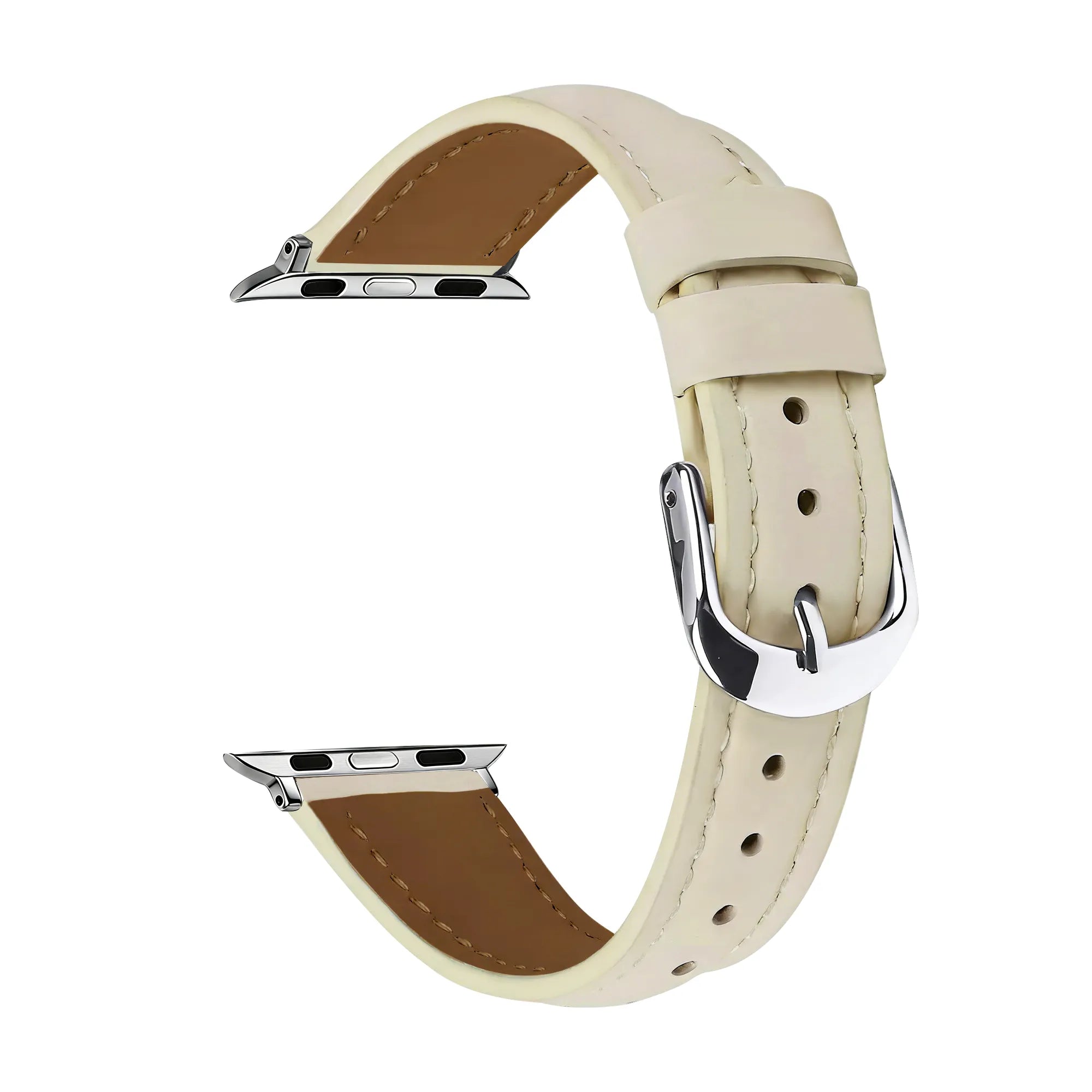 Apple Watch slimfit leren band (lichtbeige)