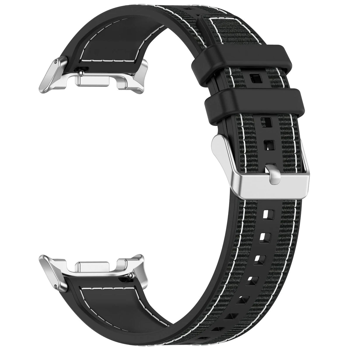Nylon Hybrid Strap, black, without a watch, 3/4 front view