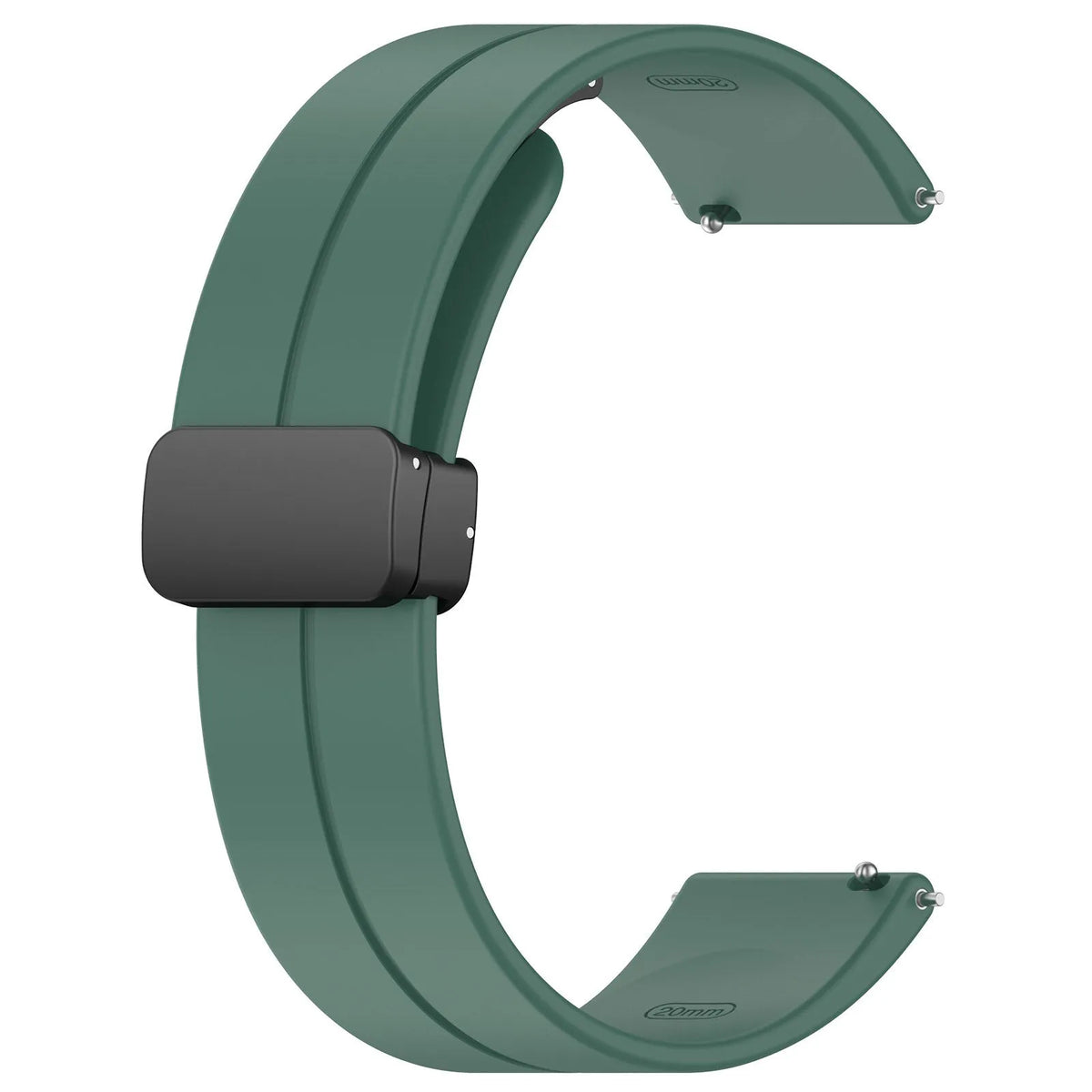 D-Buckle Silicone Strap, dark green, without a watch, 3/4 front view