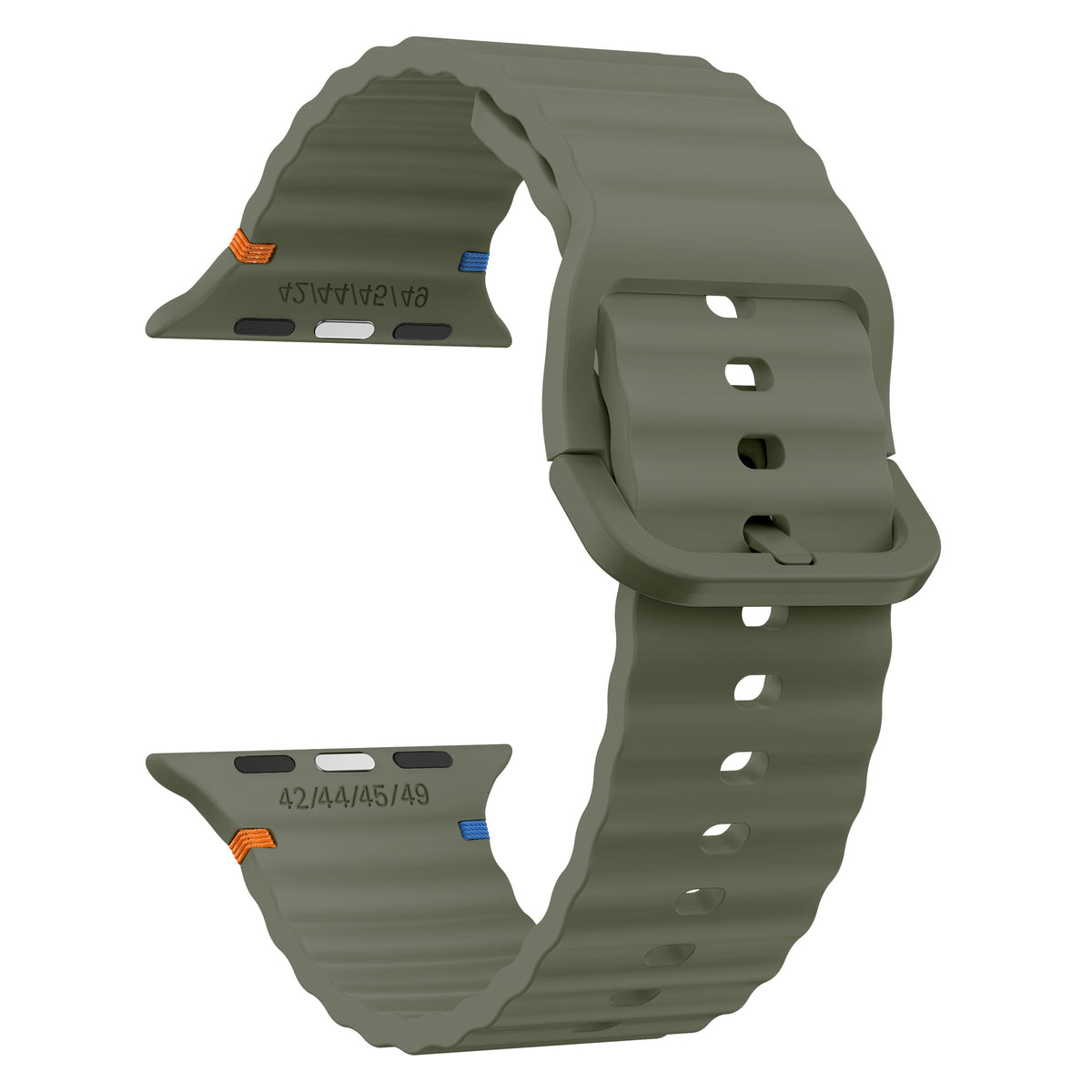 Wave Silicone Strap, dark green, without a watch, 3/4 front view
