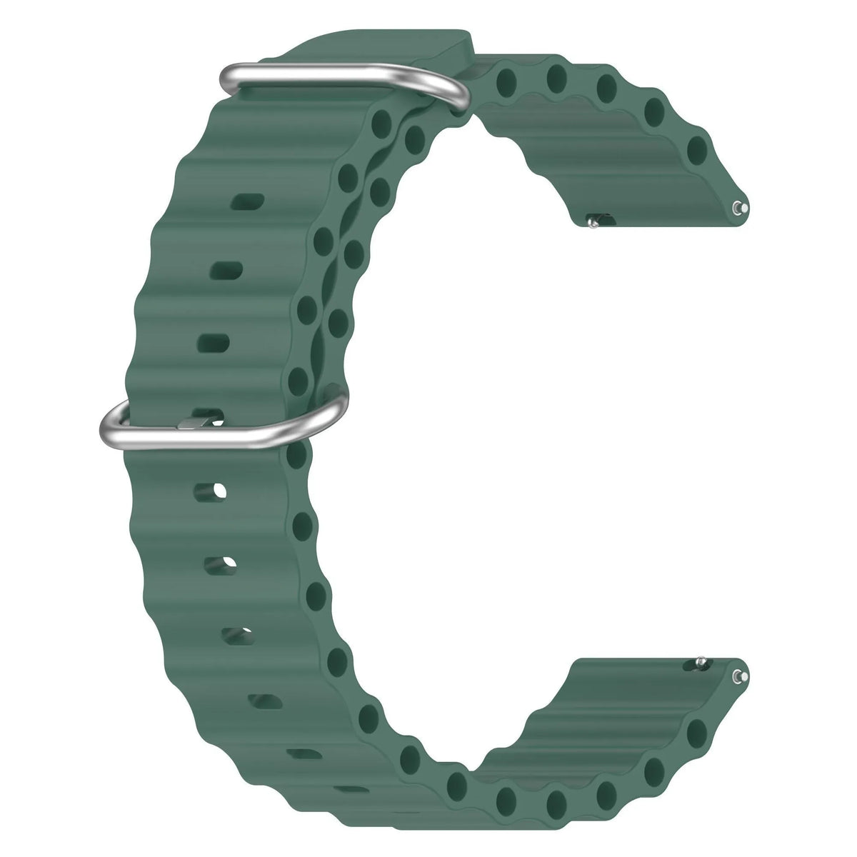 Silicone Ocean Strap, dark green, without a watch, 3/4 front view