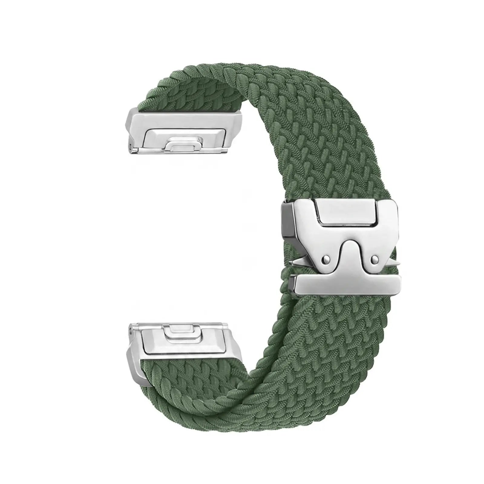 Garmin Forerunner 965 gevlochten band met P-buckle (groen met zilver)