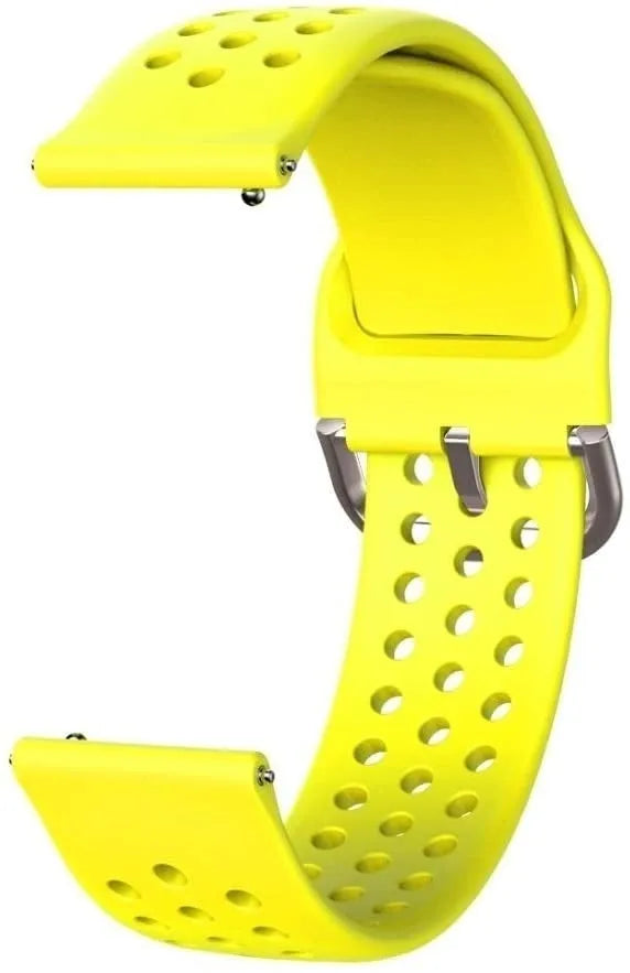Breathable Silicone Strap, yellow, without a watch, 3/4 front view