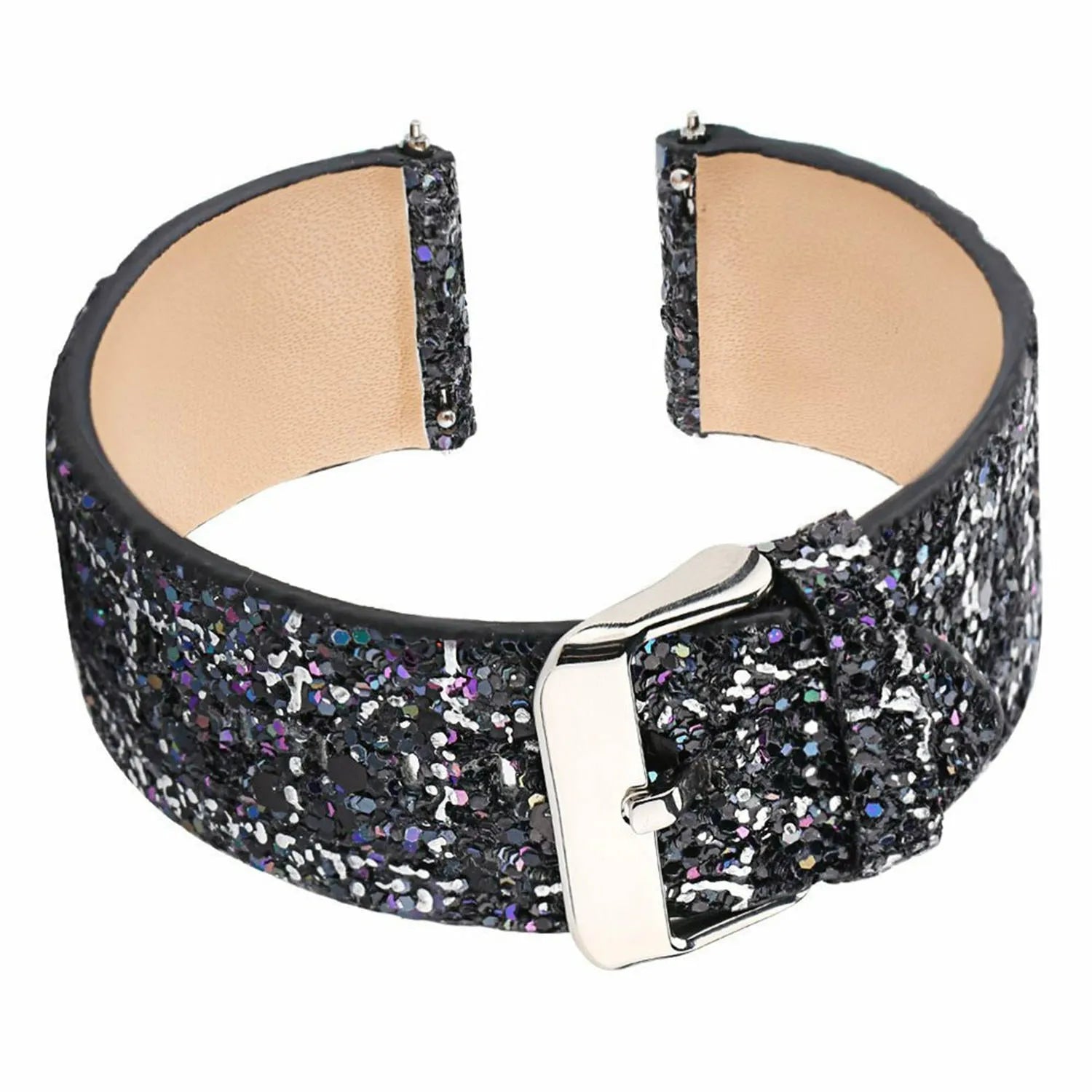 Coros Apex 2 leren glitter bandje (zwart)