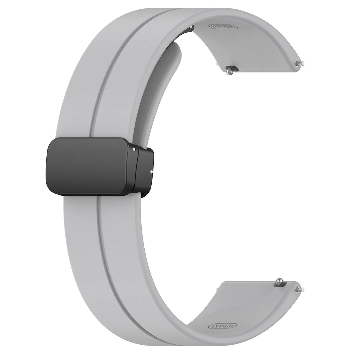 D-Buckle Silicone Strap, light grey, without a watch, 3/4 front view