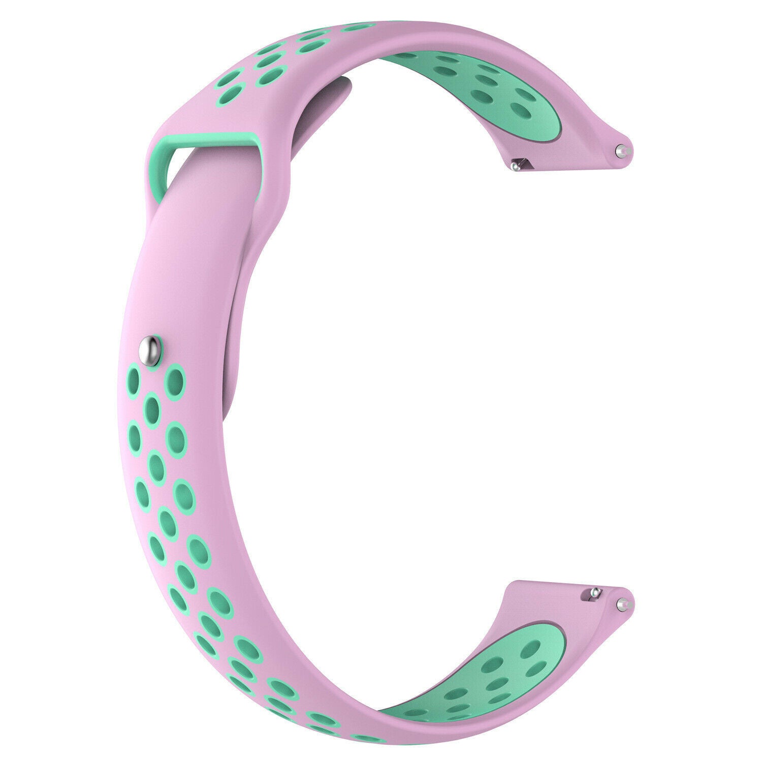 Silicone Sport Strap, pink/aqua, without a watch, 3/4 front view
