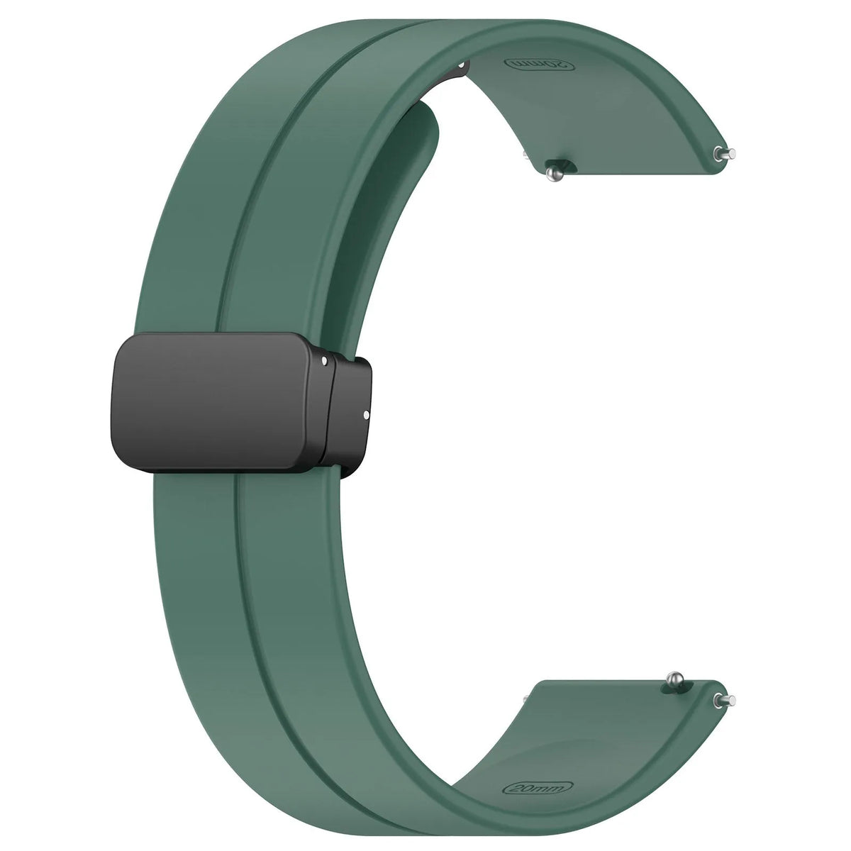 D-Buckle Silicone Strap, dark green, without a watch, 3/4 rear view