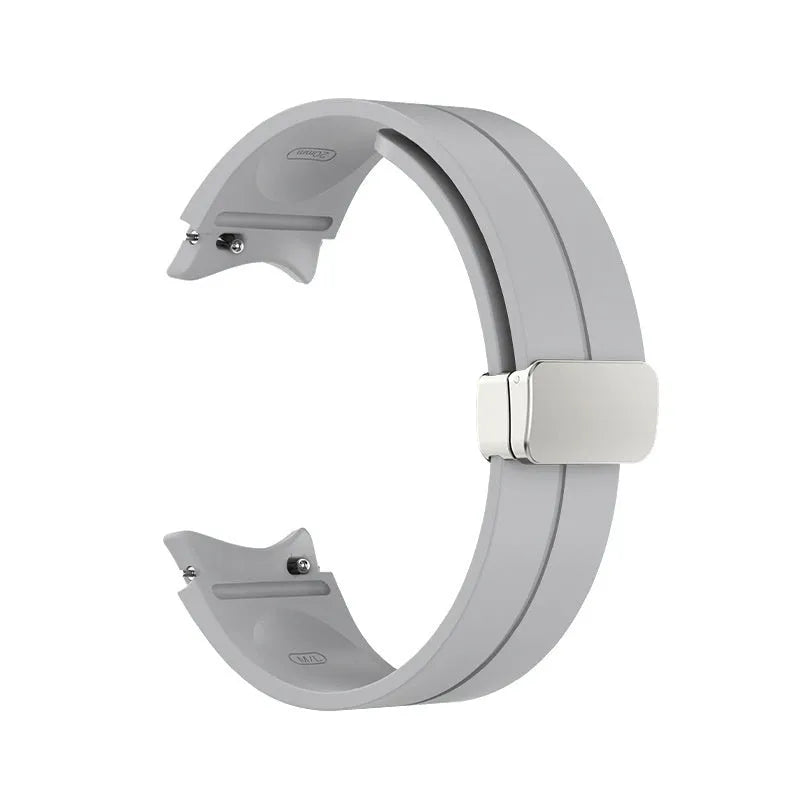 Silicone Magnetic Sport Strap, grey, without a watch, 3/4 rear view