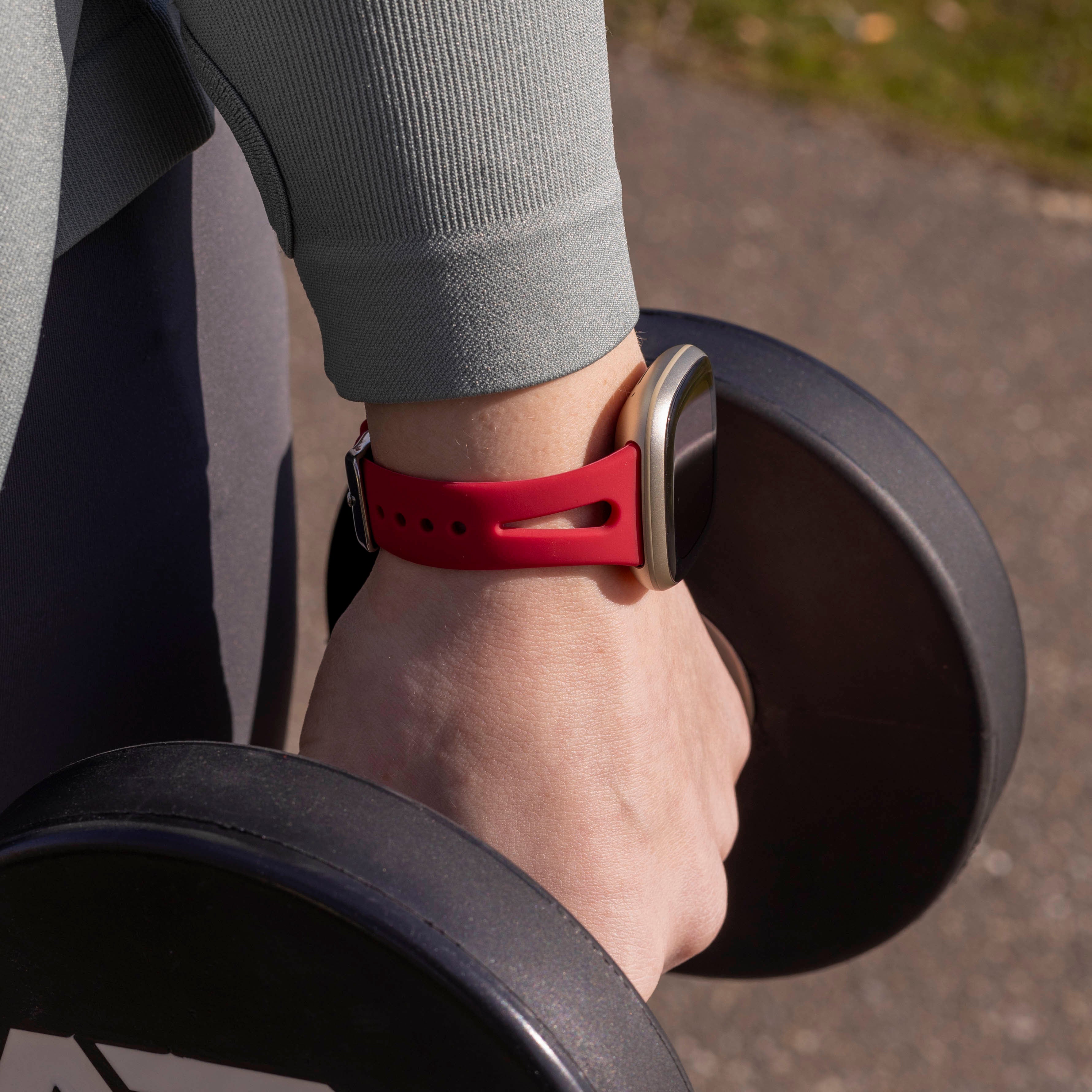 Fitbit Sense 2 luxe siliconen bandje (rosé-rood)