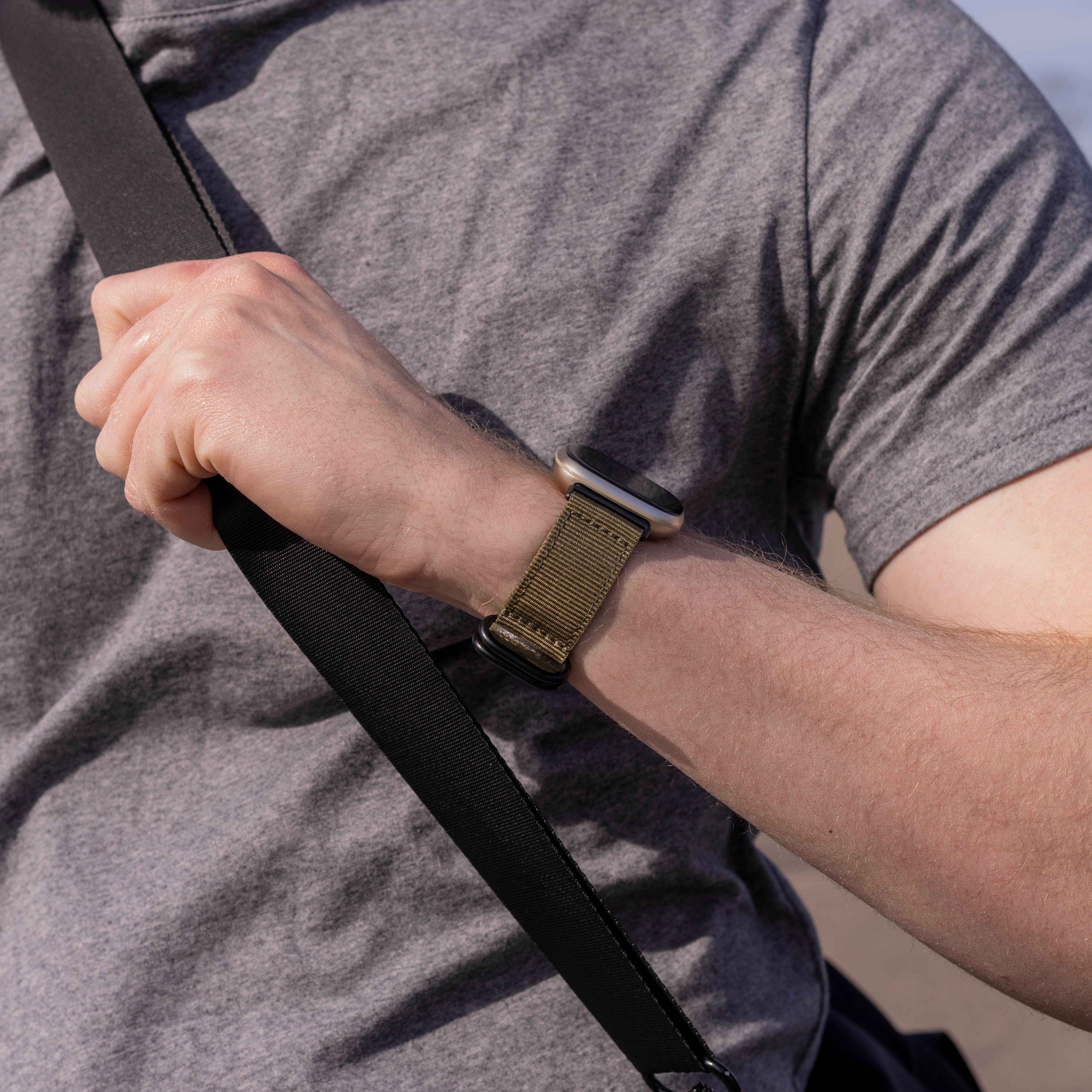 Fitbit Sense nylon gesp band (groen)